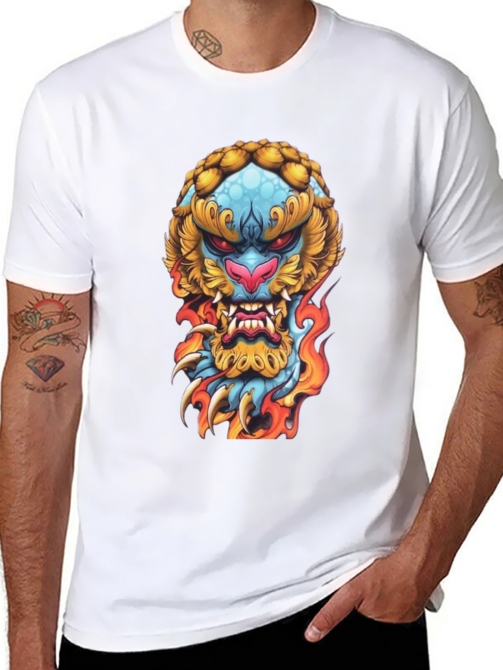 Fiery Beast Graphic Tee - Black