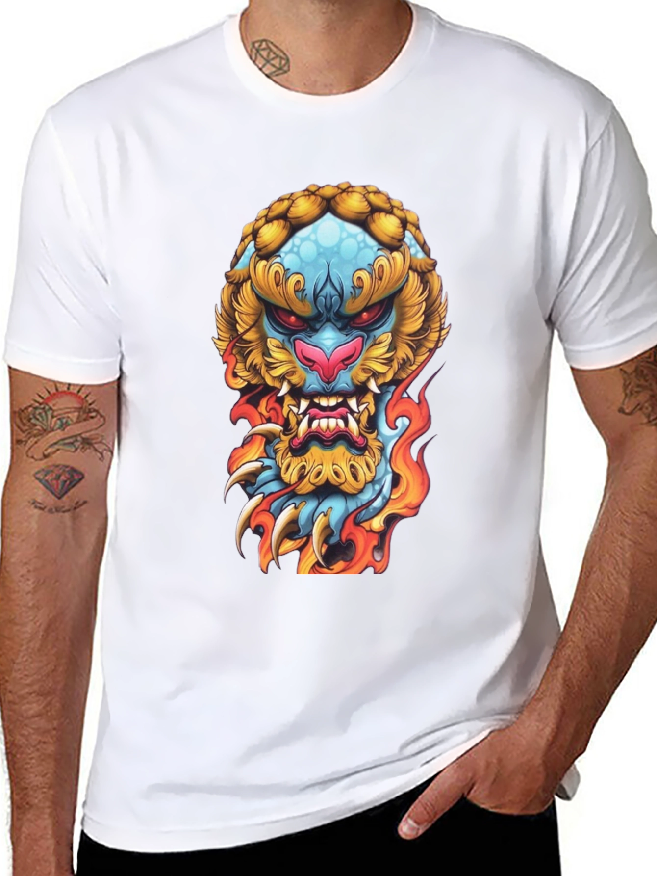 Fiery Beast Graphic Tee - Black