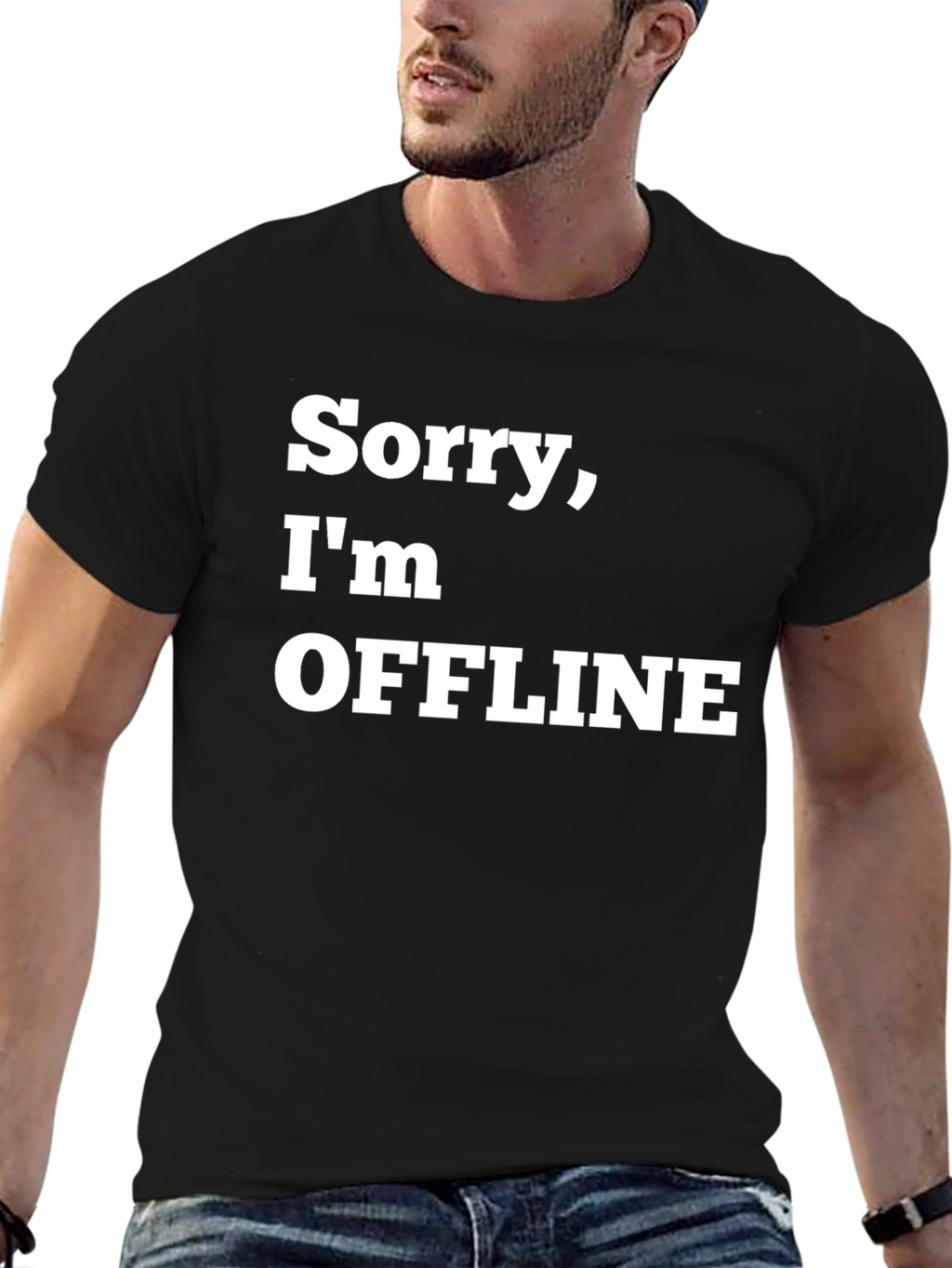 Sorry Im Offline Funny Graphic Novelty T-Shirt