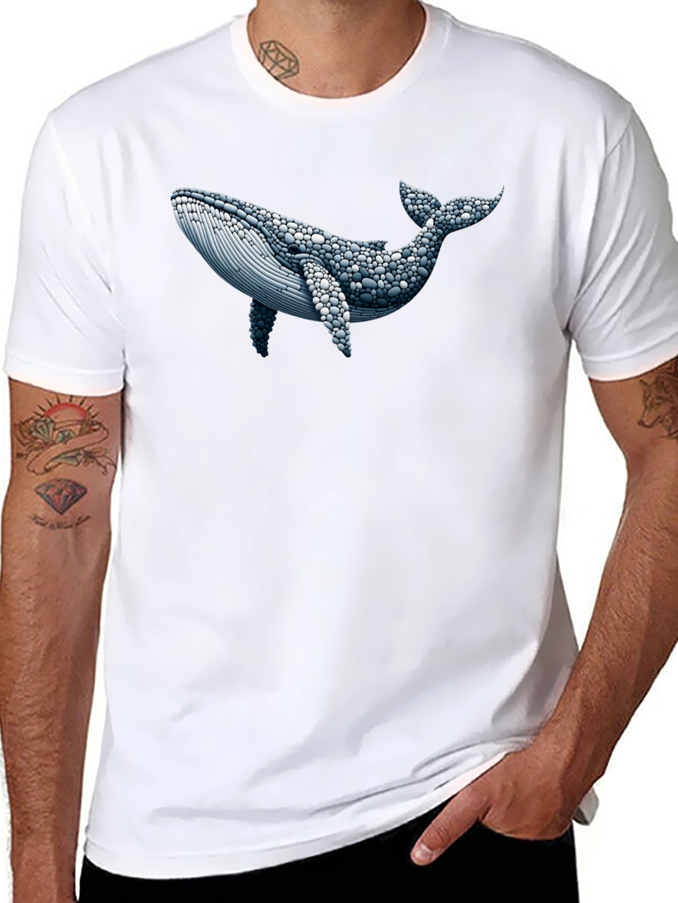 Whale Graphic Print Black T-Shirt