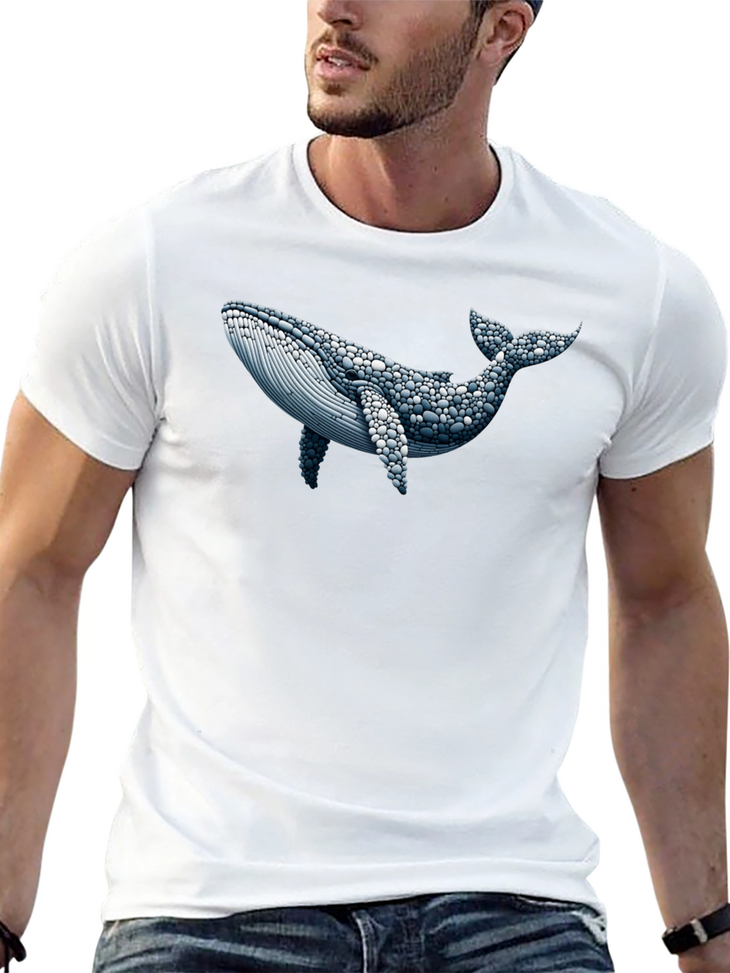 Whale Graphic Print Black T-Shirt