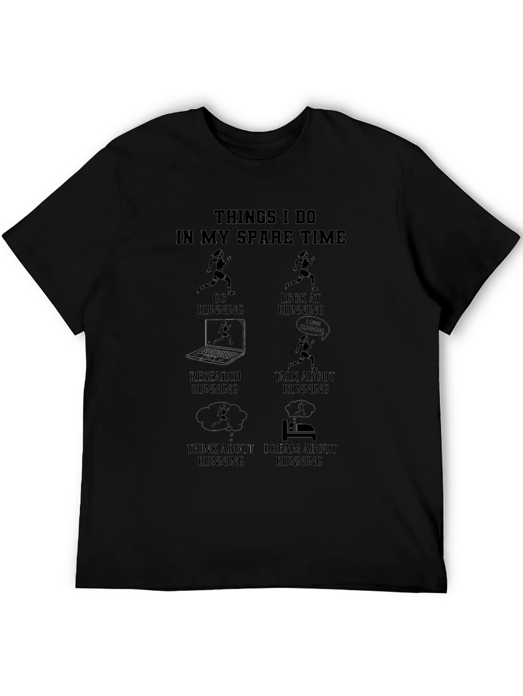 Runners Spare Time Black Graphic T-Shirt