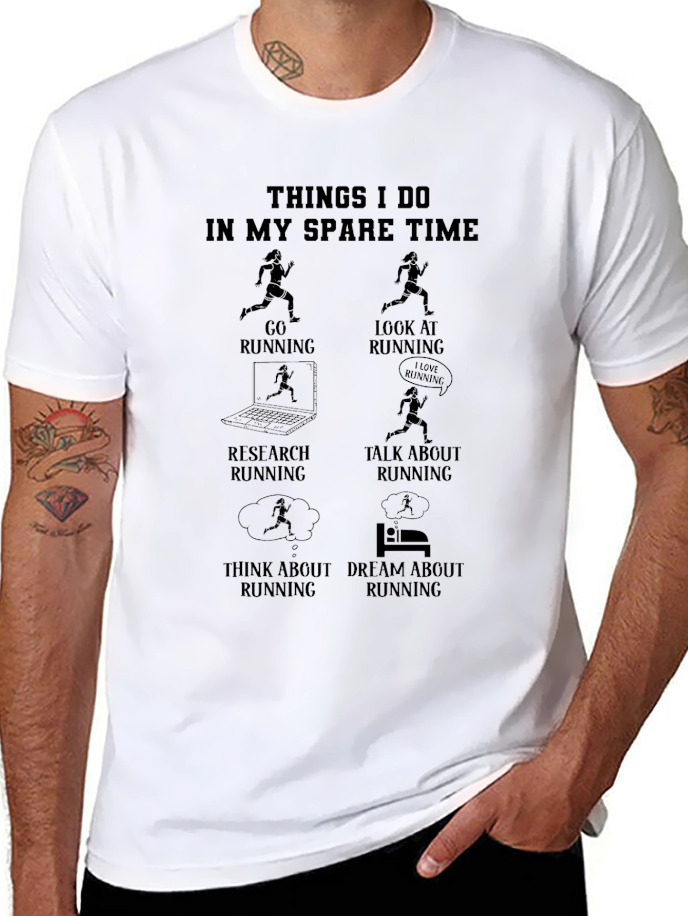 Runners Spare Time Black Graphic T-Shirt