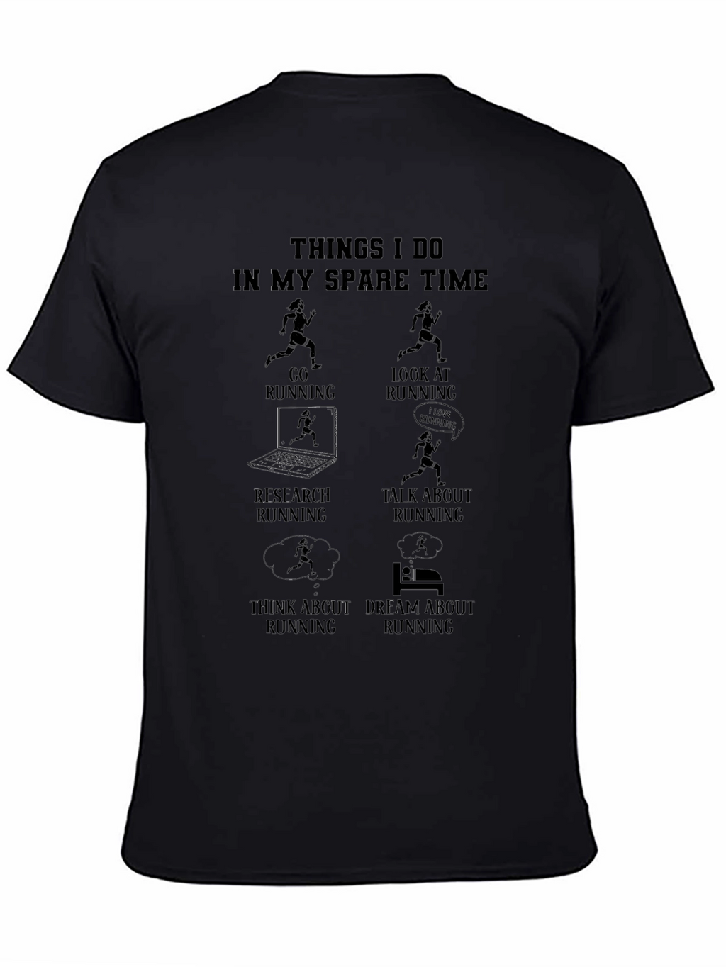 Runners Spare Time Black Graphic T-Shirt