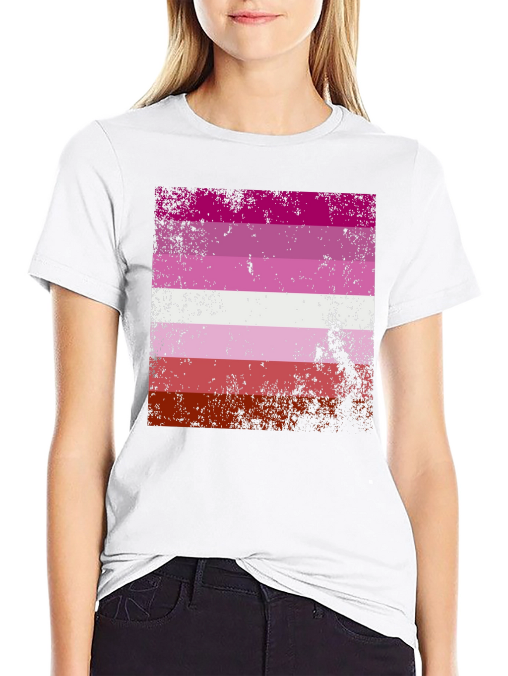 Lesbian Pride Flag T-Shirt - Distressed Graphic Tee