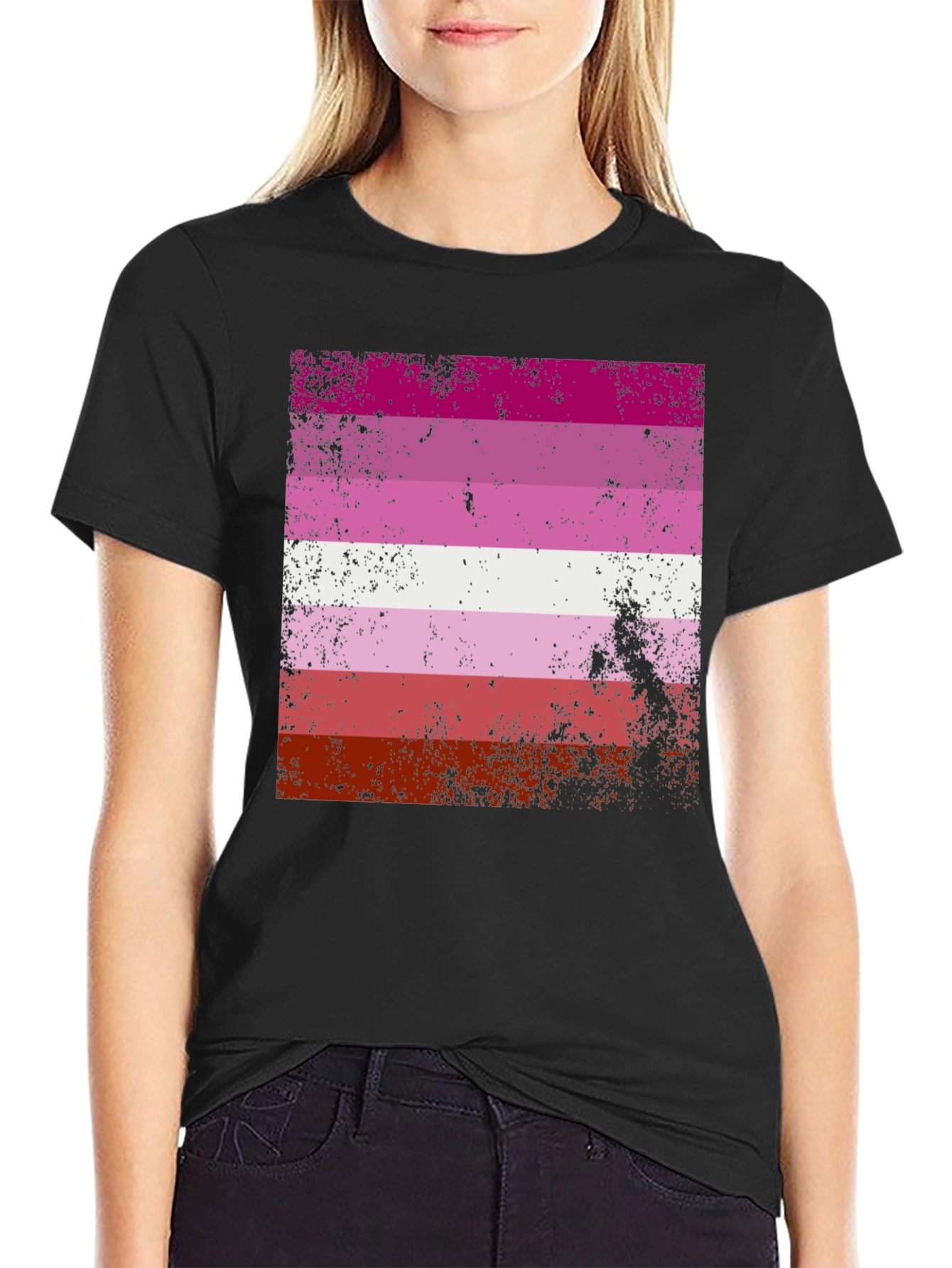 Lesbian Pride Flag T-Shirt - Distressed Graphic Tee