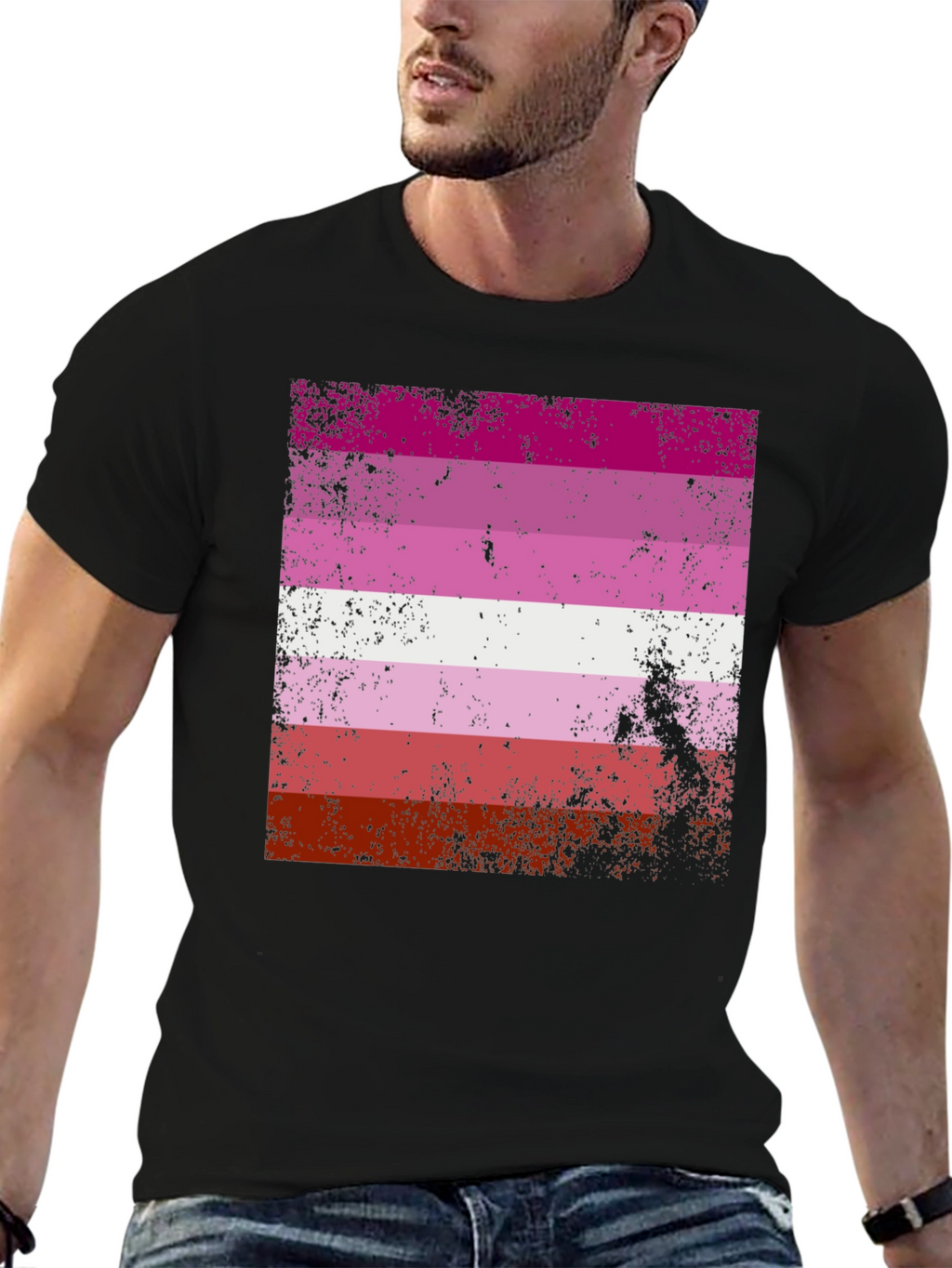 Lesbian Pride Flag T-Shirt - Distressed Graphic Tee