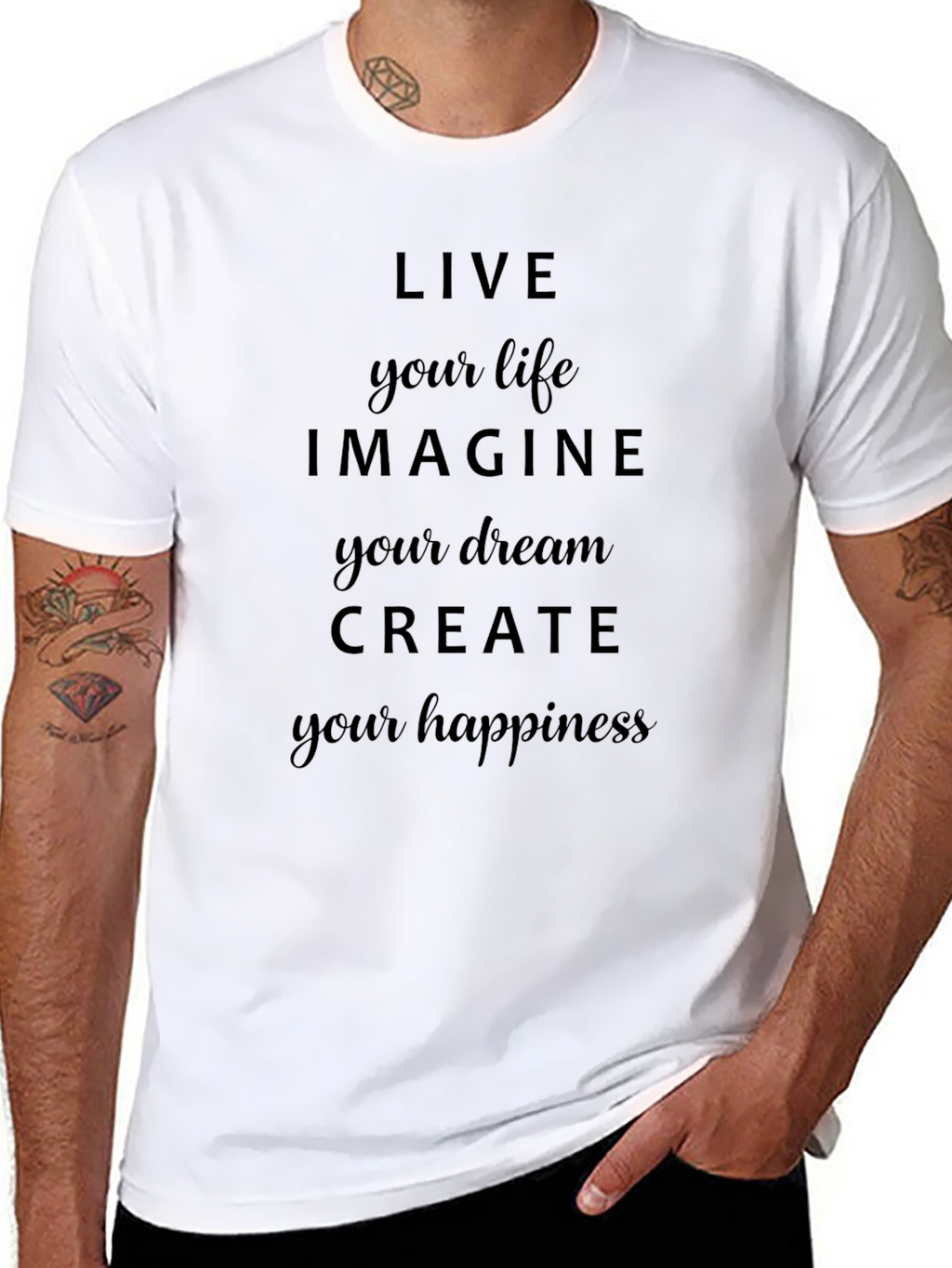 Inspirational Black T-Shirt - Live Imagine Create