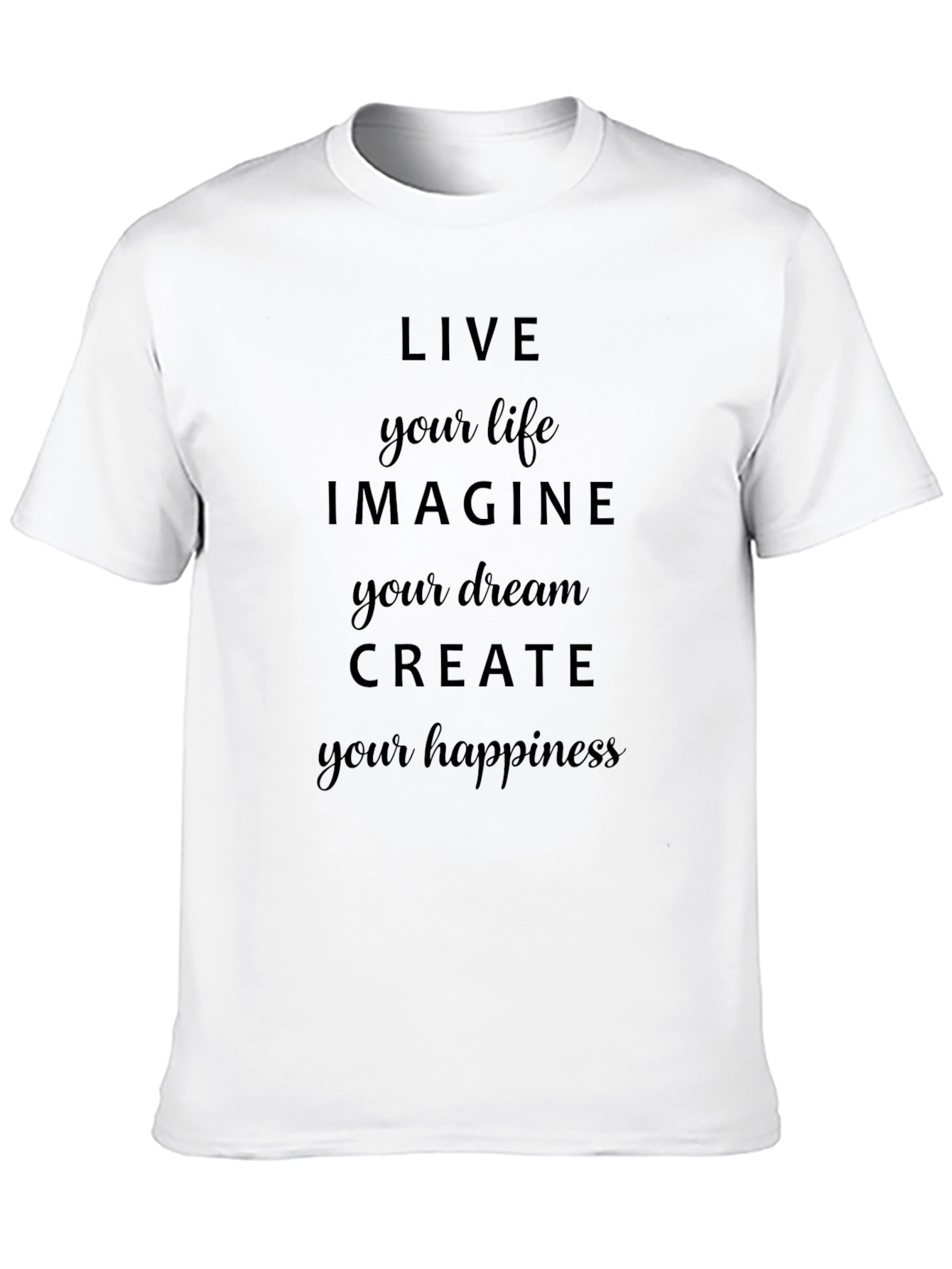 Inspirational Black T-Shirt - Live Imagine Create