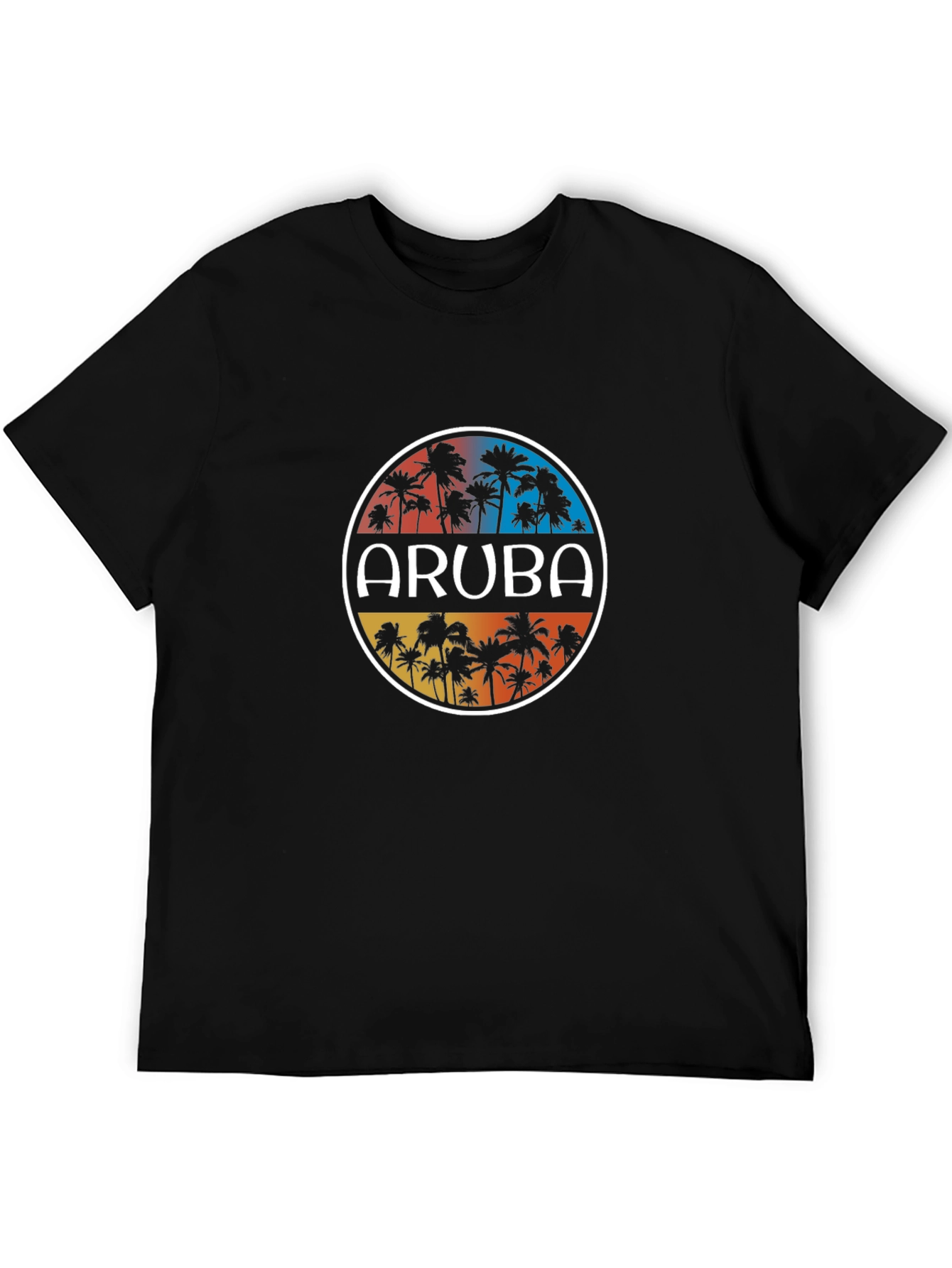 Aruba Palm Tree Graphic Black T-Shirt