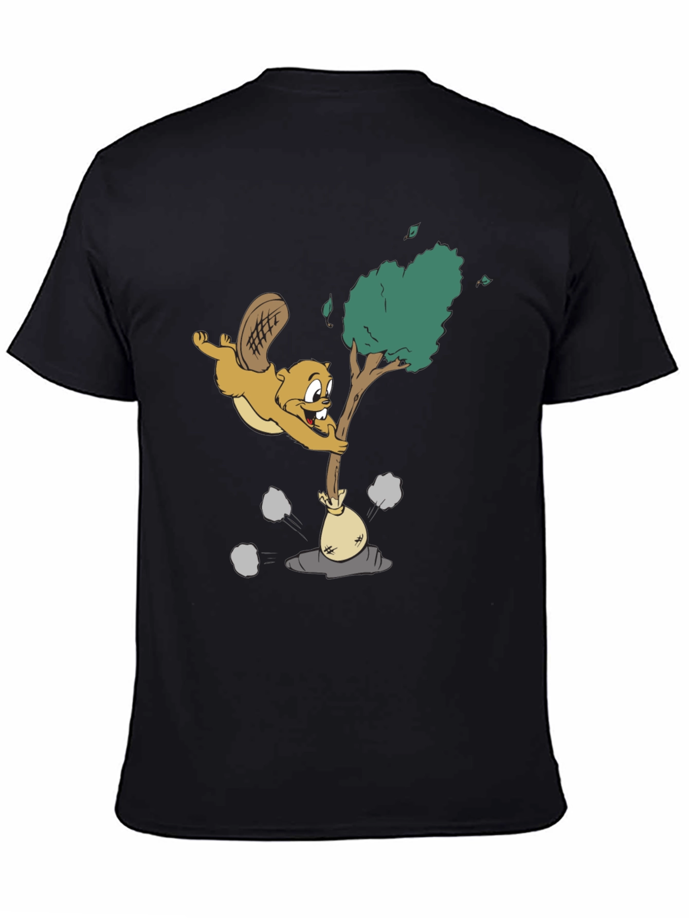 Cartoon Beaver Black T-Shirt