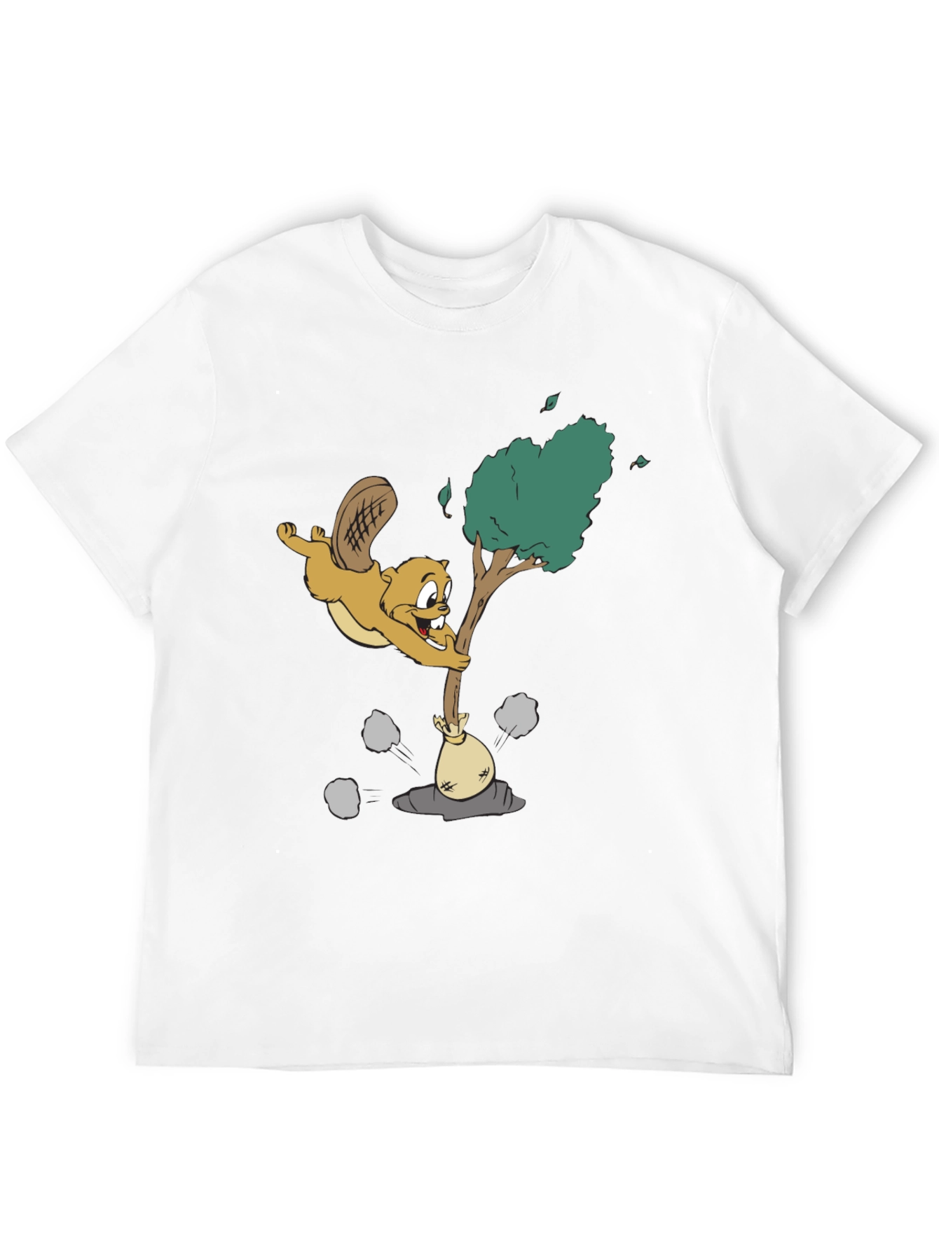 Cartoon Beaver Black T-Shirt
