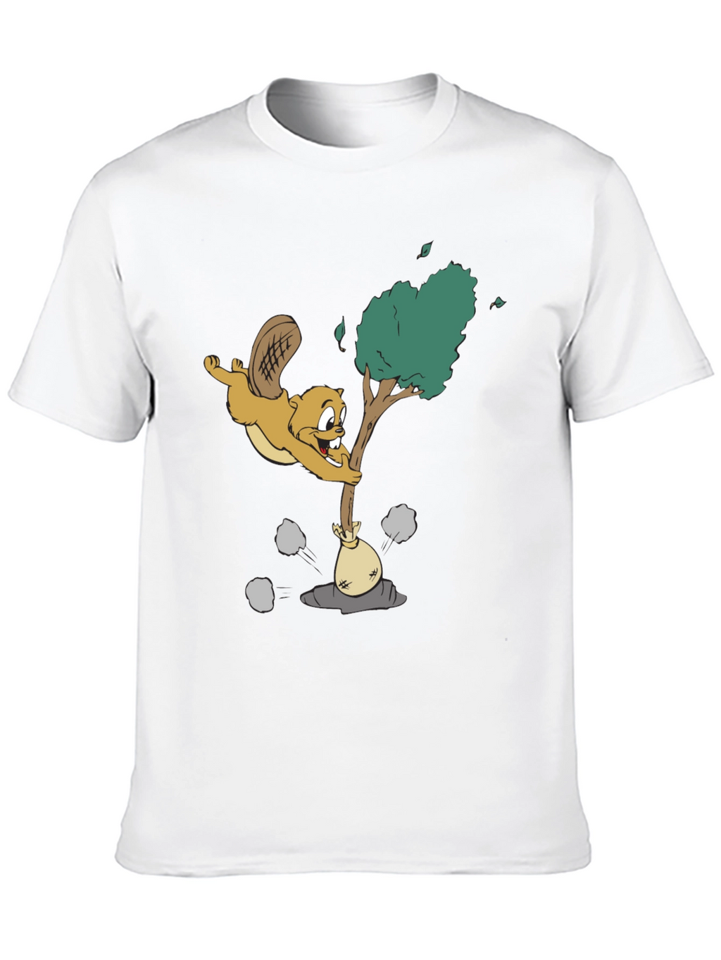 Cartoon Beaver Black T-Shirt