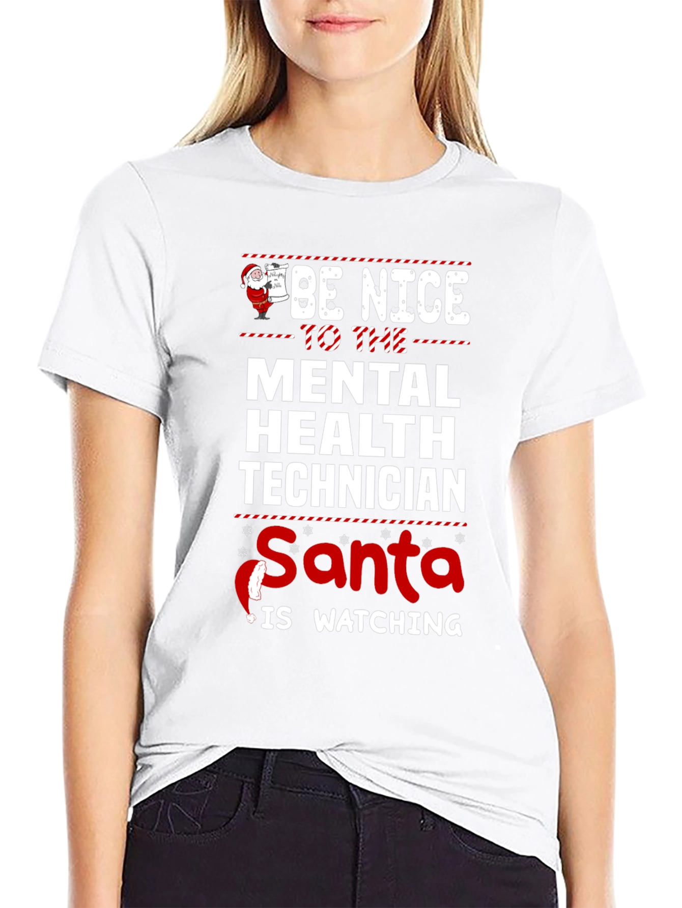 Mental Health Tech Santa Watching Christmas T-Shirt