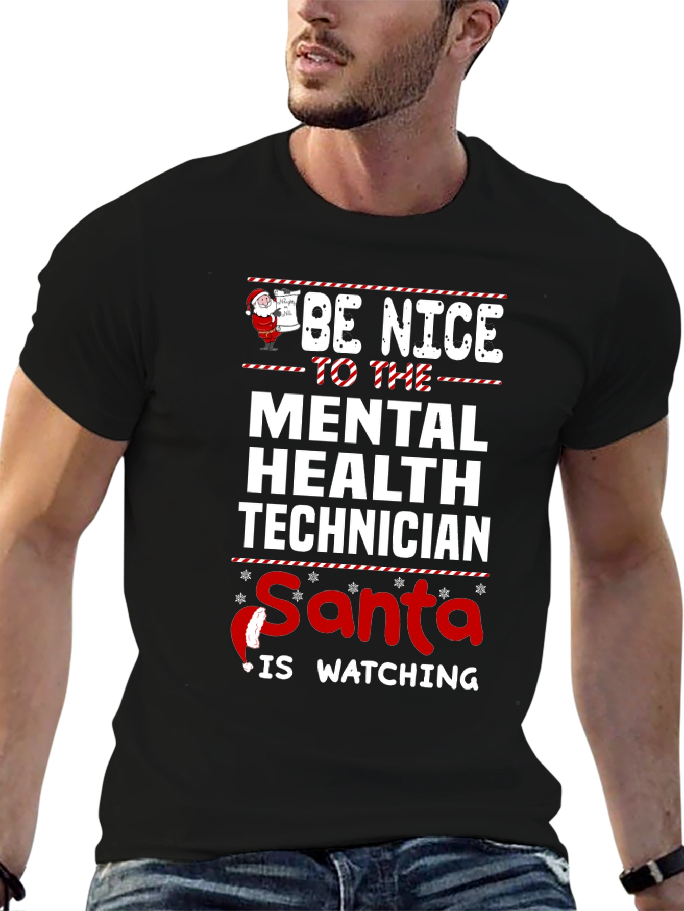 Mental Health Tech Santa Watching Christmas T-Shirt