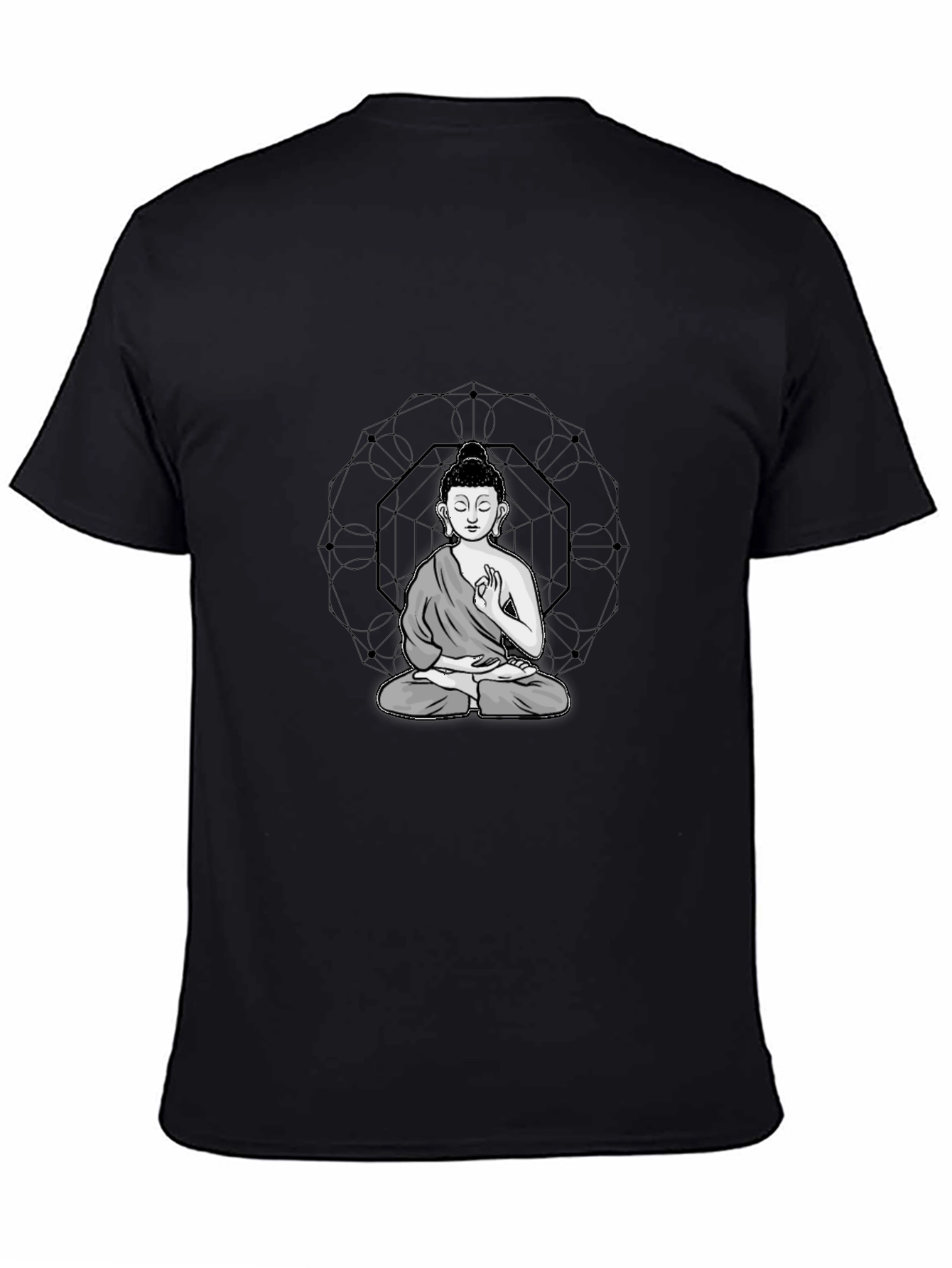 Buddha Graphic Tee - Black Cotton Blend