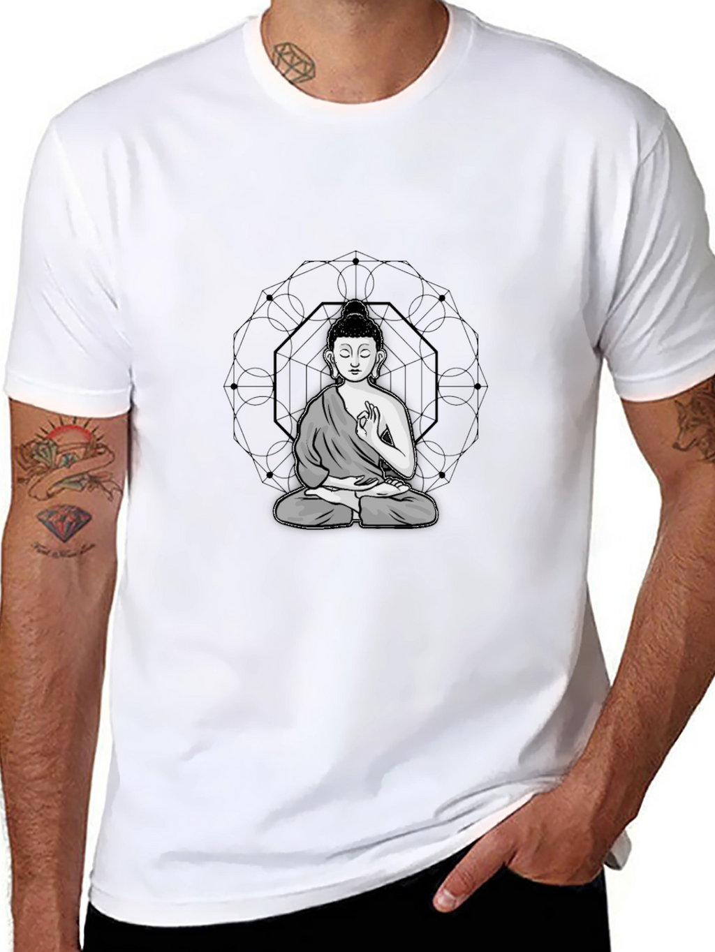 Buddha Graphic Tee - Black Cotton Blend