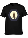Owl Moon Hexagon Graphic T-Shirt