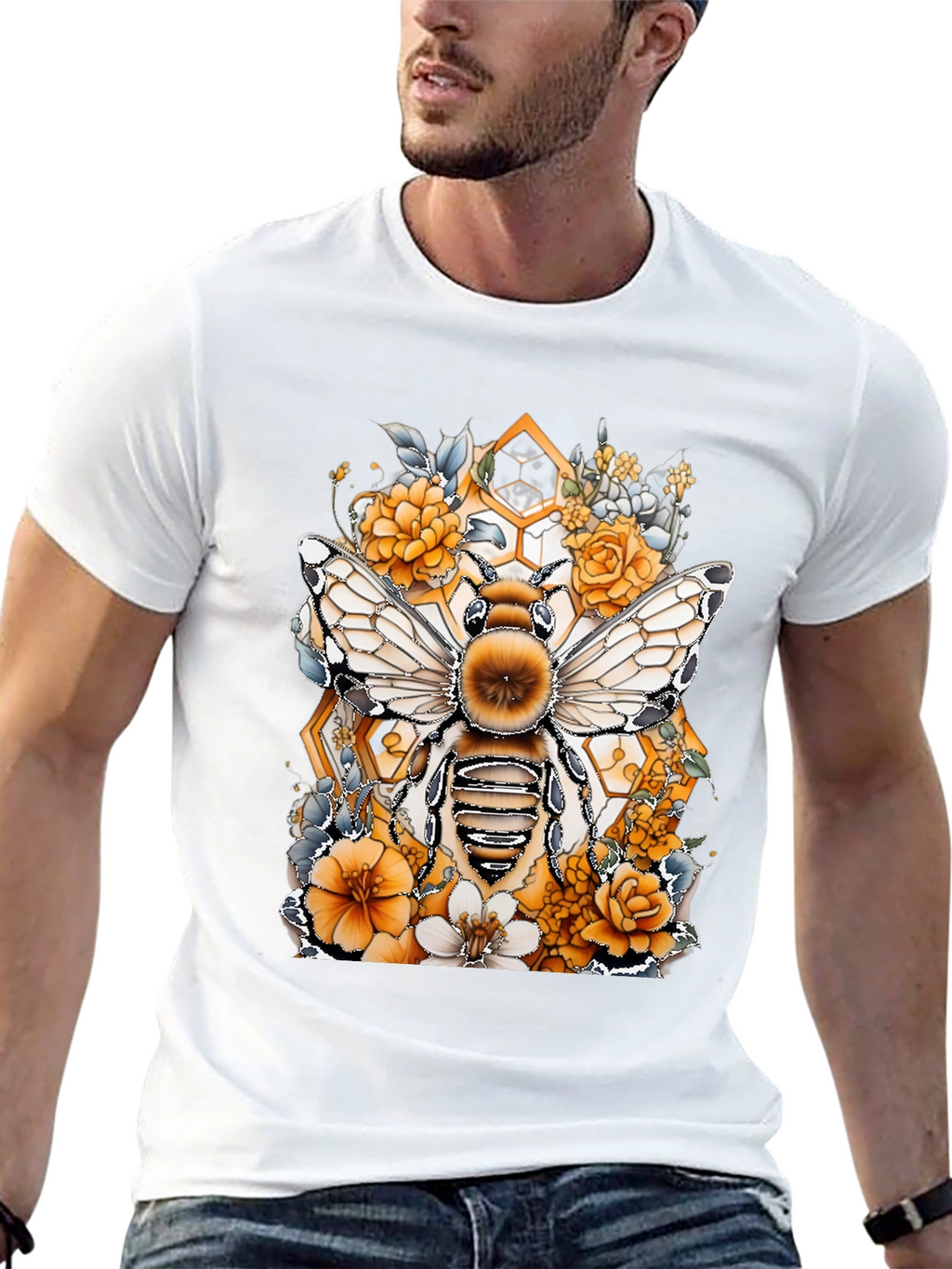 Bee & Floral Graphic T-Shirt