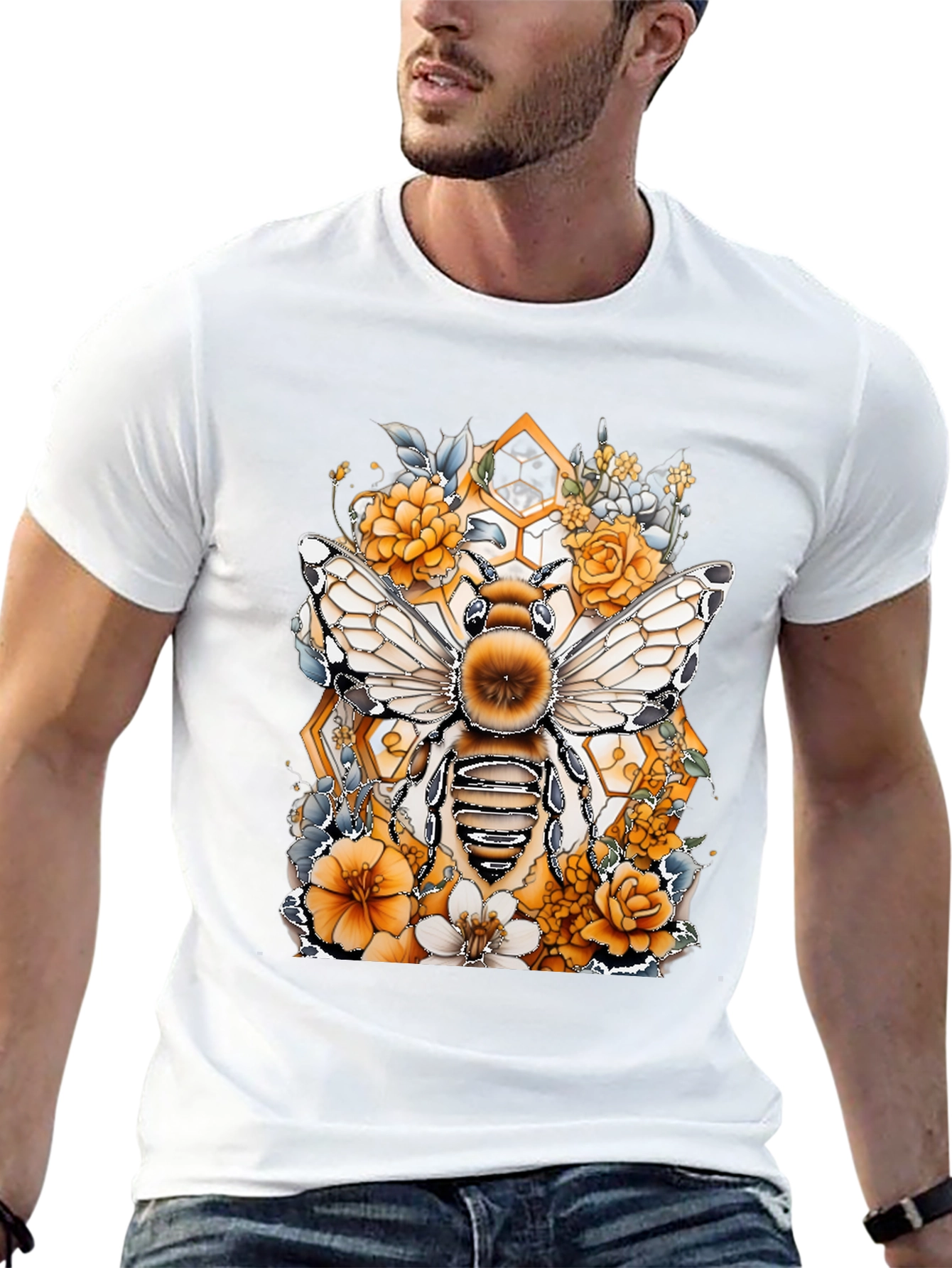 Bee & Floral Graphic T-Shirt