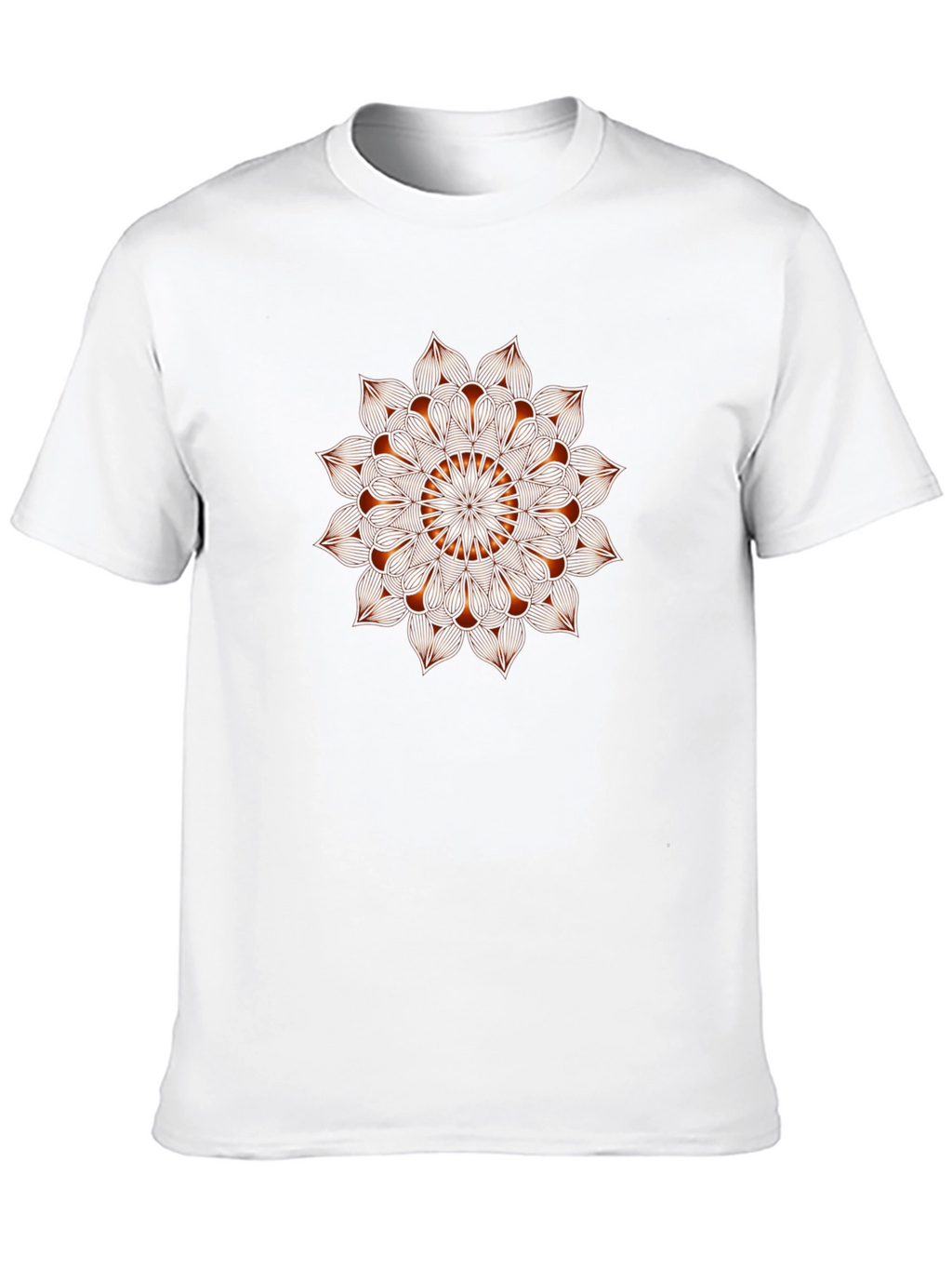 Black T-Shirt with Geometric Mandala Print