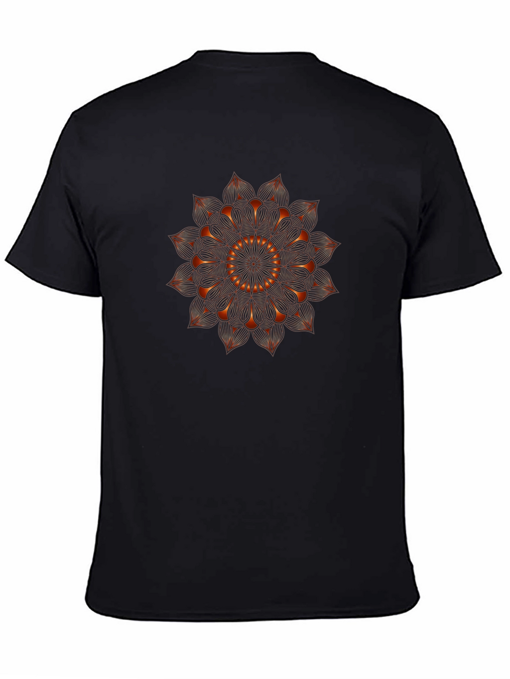 Black T-Shirt with Geometric Mandala Print
