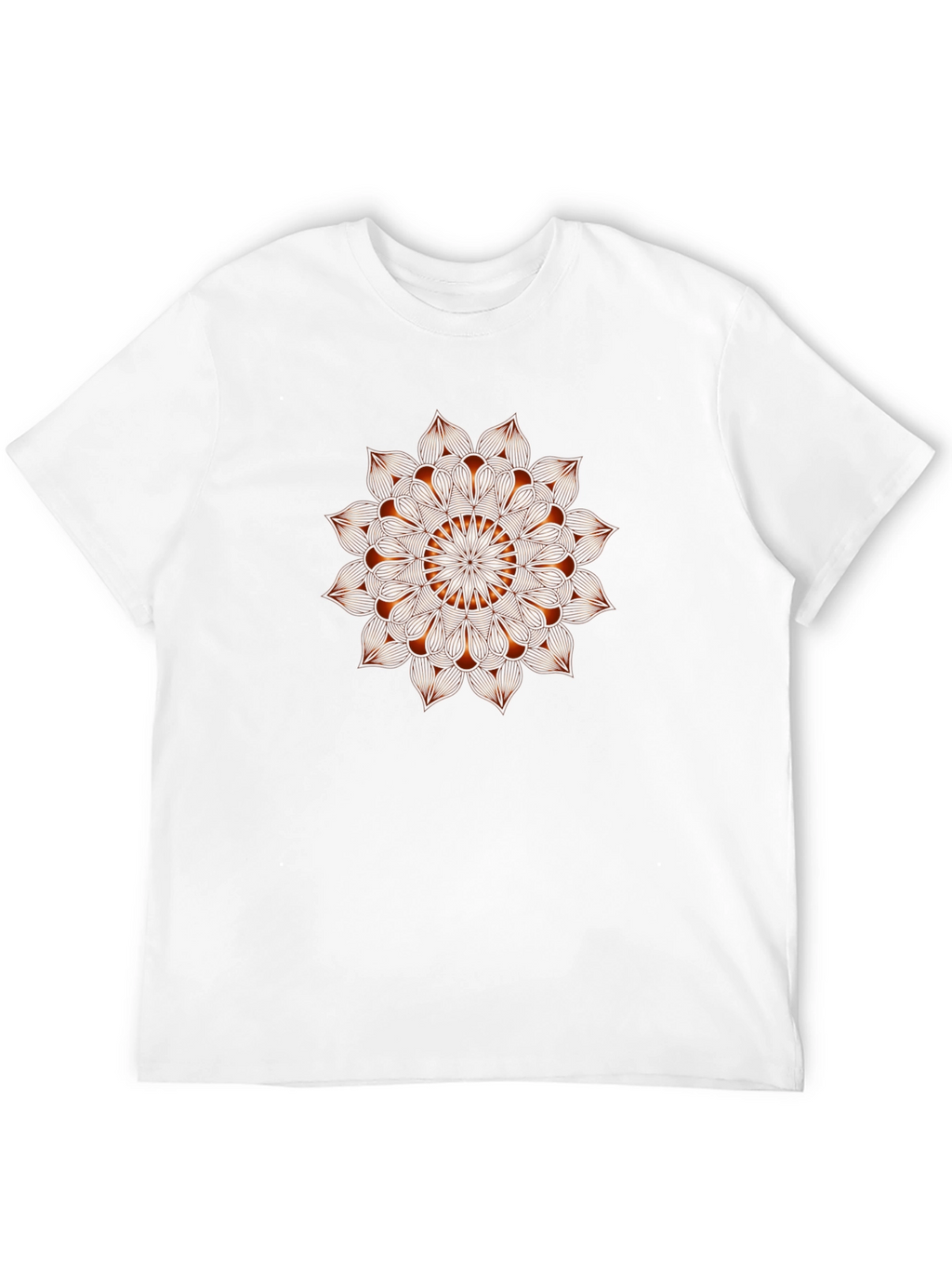 Black T-Shirt with Geometric Mandala Print