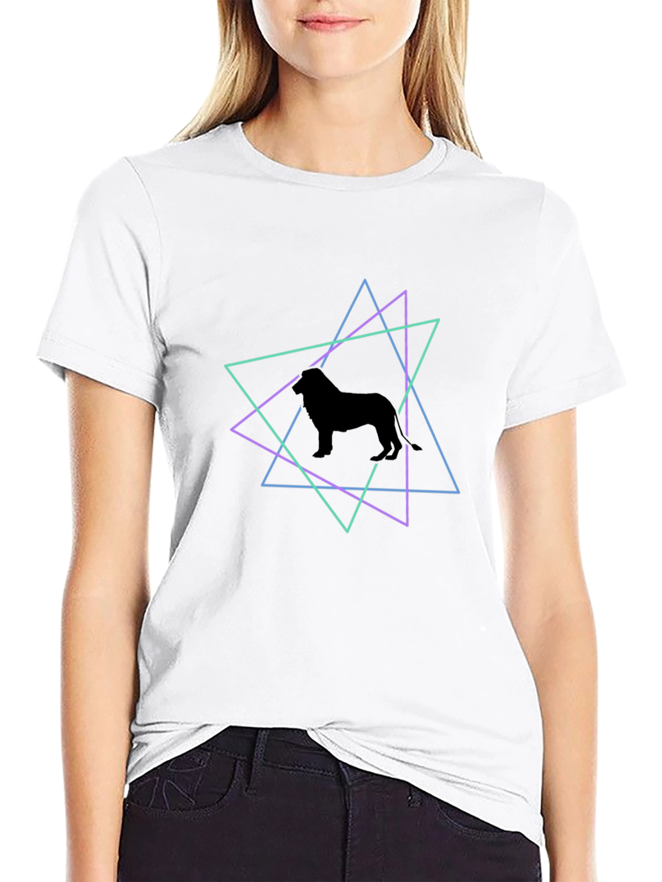 Geometric Dog Silhouette T-Shirt - Black