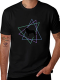 Geometric Dog Silhouette T-Shirt - Black