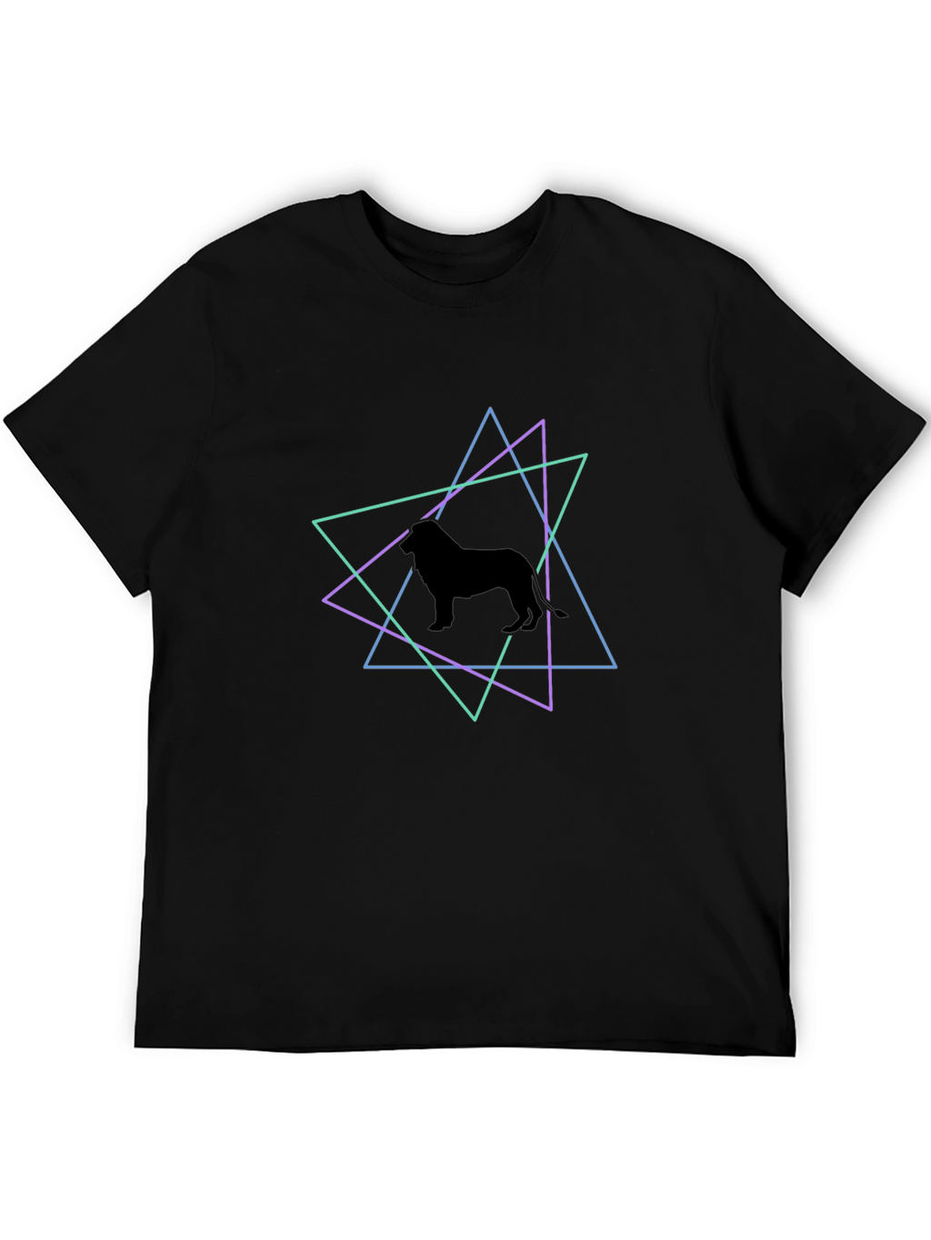 Geometric Dog Silhouette T-Shirt - Black