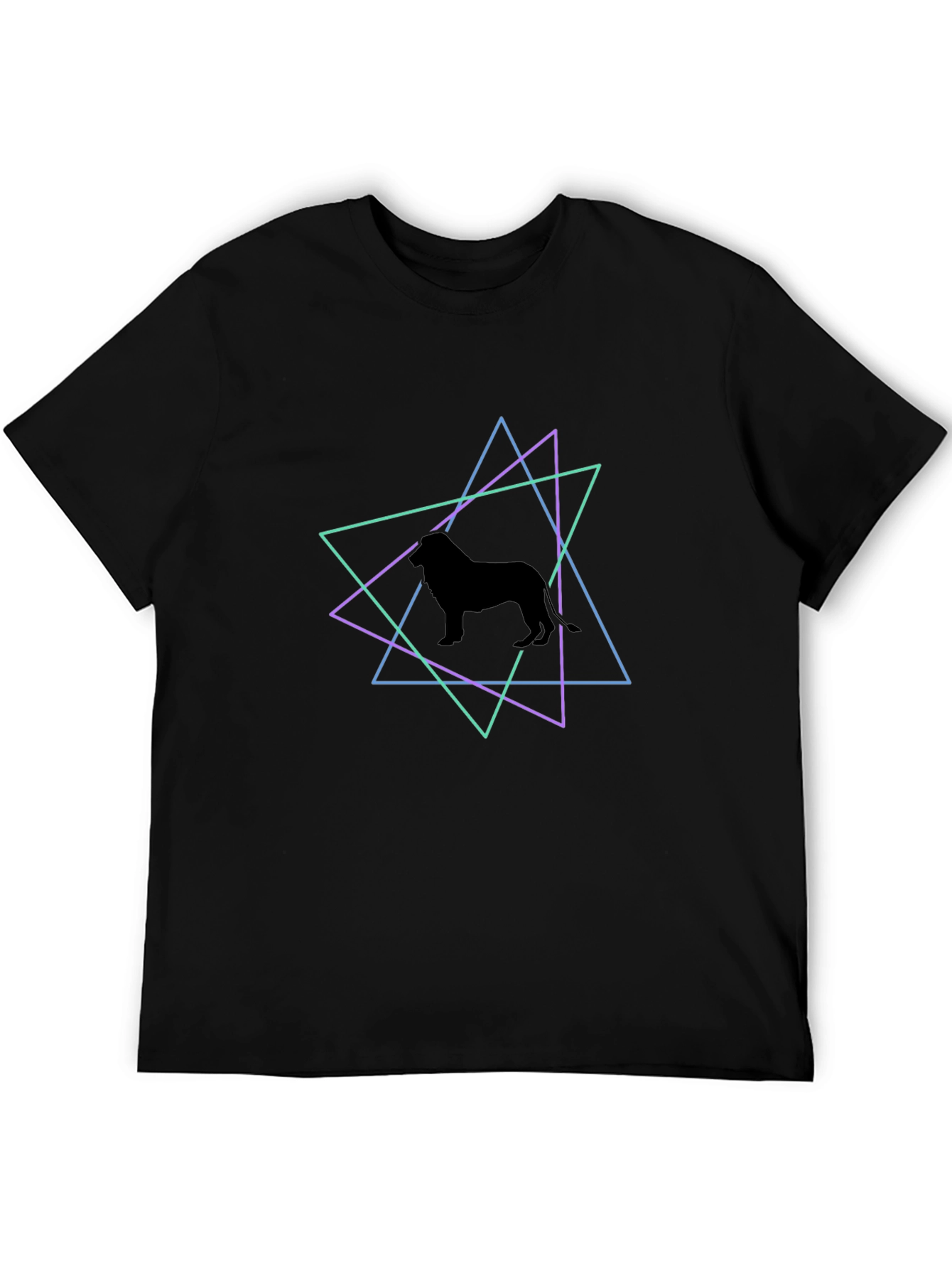 Geometric Dog Silhouette T-Shirt - Black