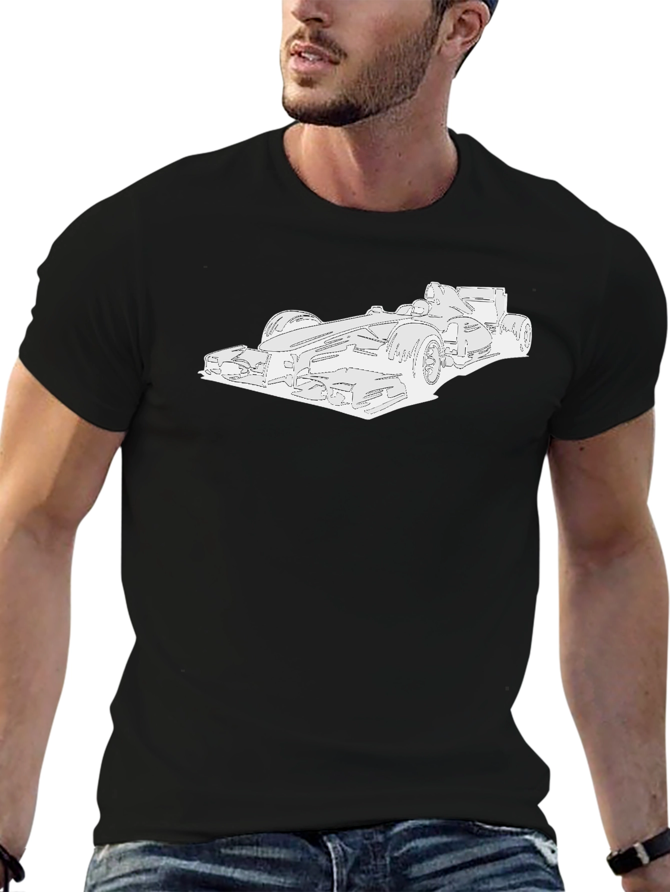 Race Car Graphic T-Shirt - Sleek Black Tee