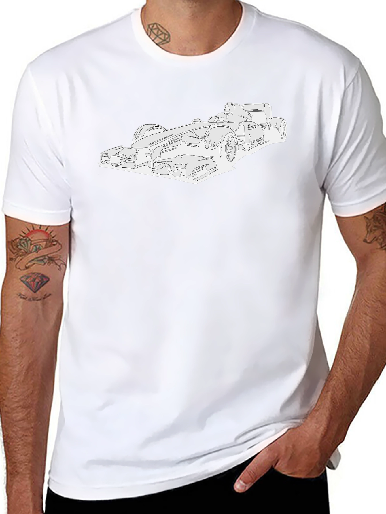 Race Car Graphic T-Shirt - Sleek Black Tee