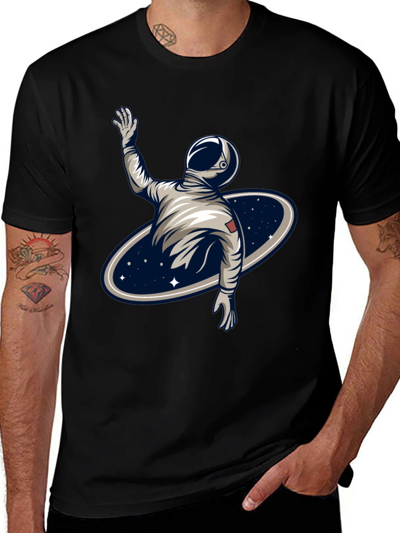 Astronaut Galaxy T-Shirt - Black Graphic Tee