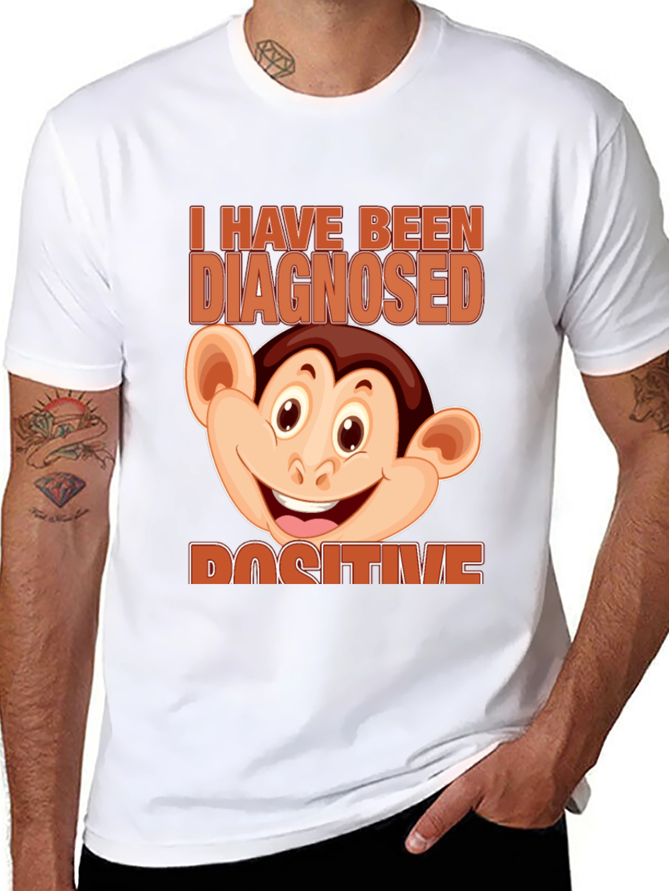 Diagnosed Positive Monkey Graphic T-Shirt