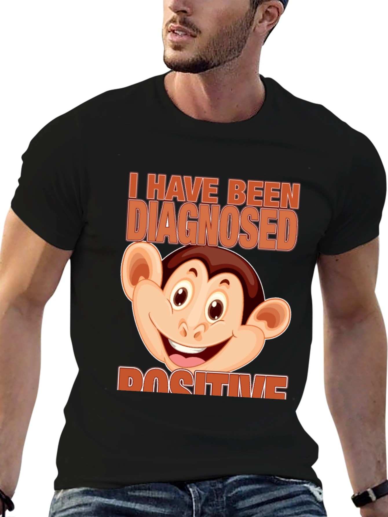 Diagnosed Positive Monkey Graphic T-Shirt