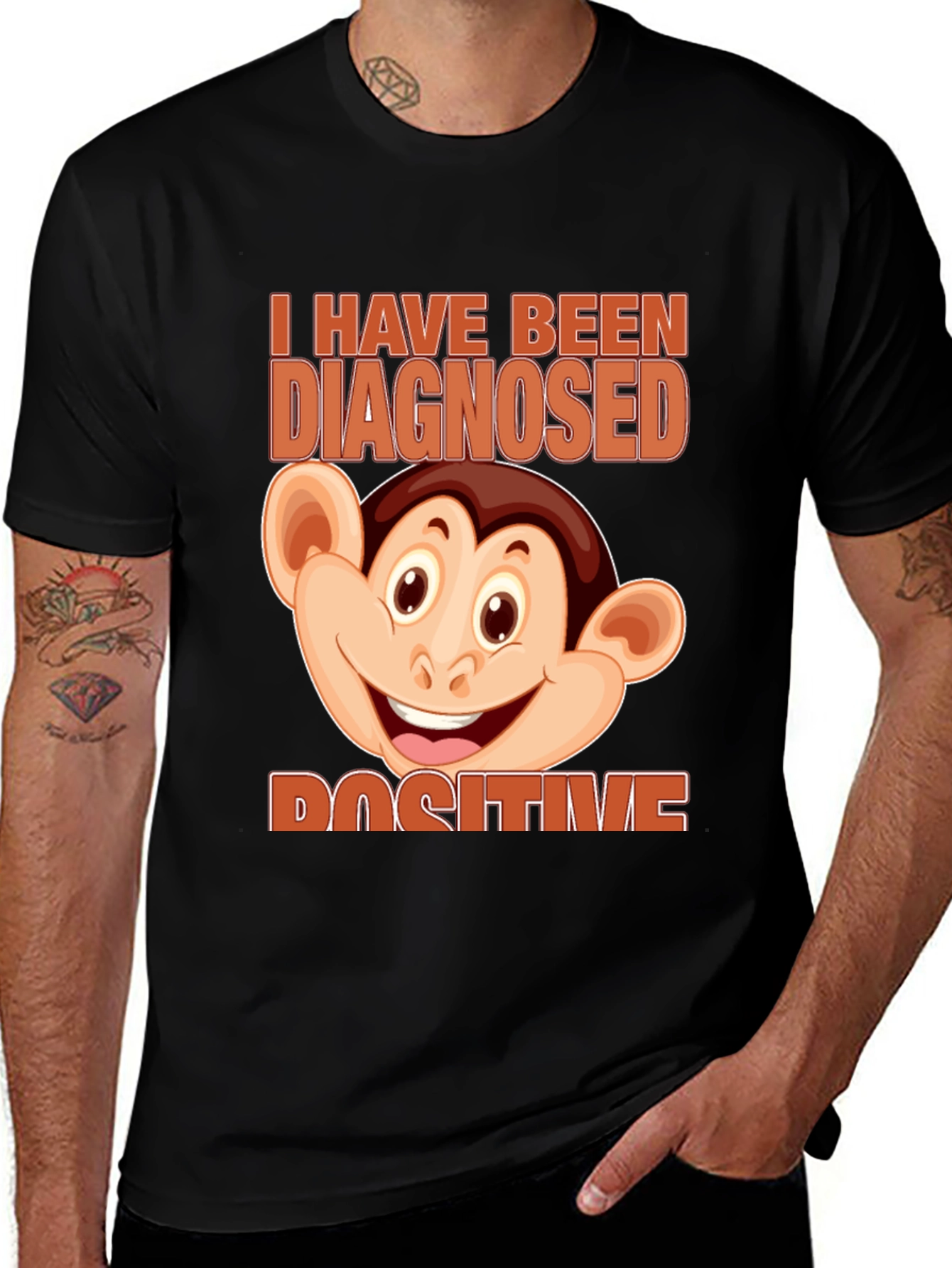 Diagnosed Positive Monkey Graphic T-Shirt