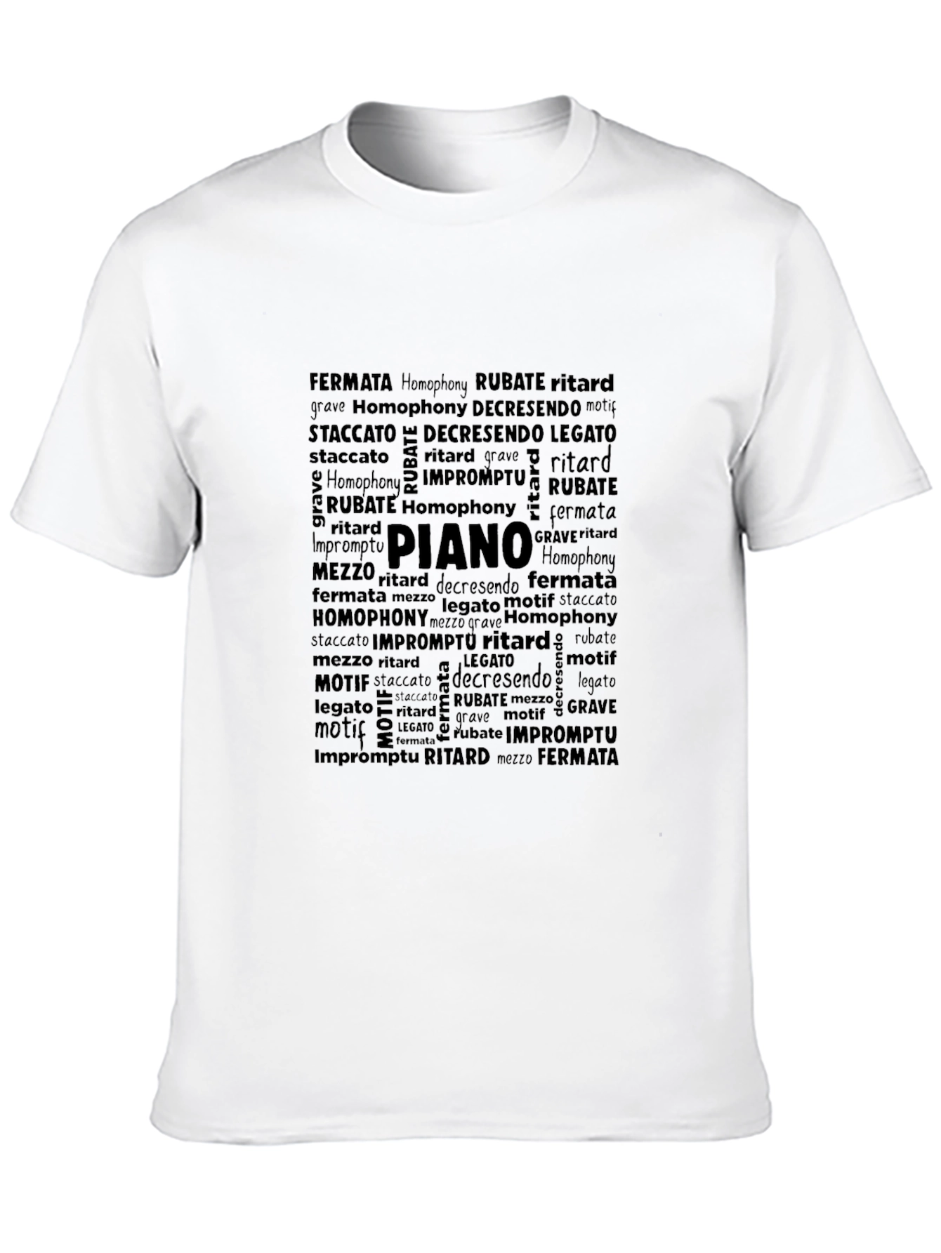 Piano Music Word Art Graphic T-Shirt