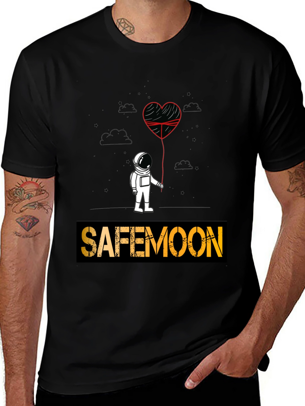 Safemoon Astronaut Heart Balloon Graphic Tee