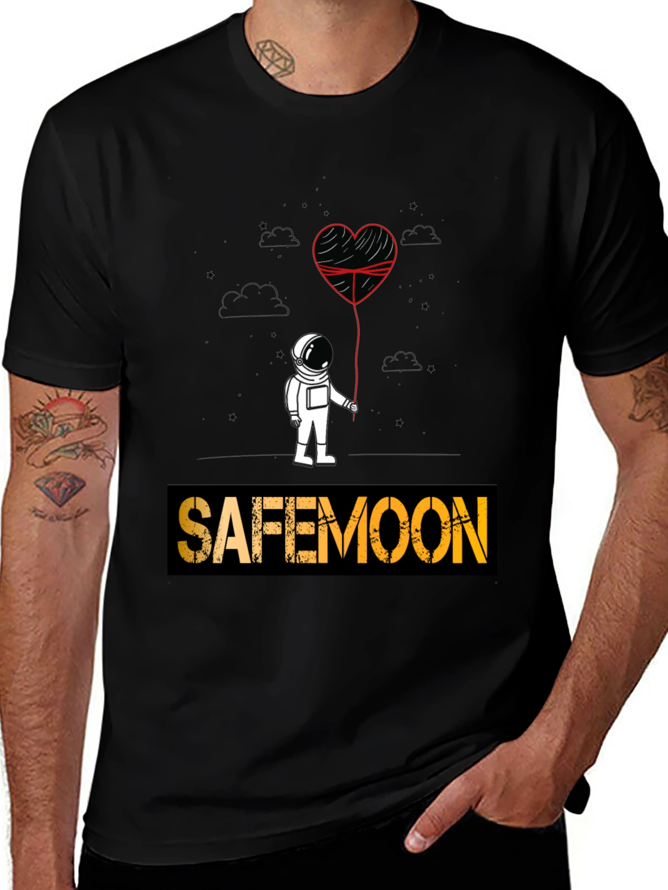 Safemoon Astronaut Heart Balloon Graphic Tee