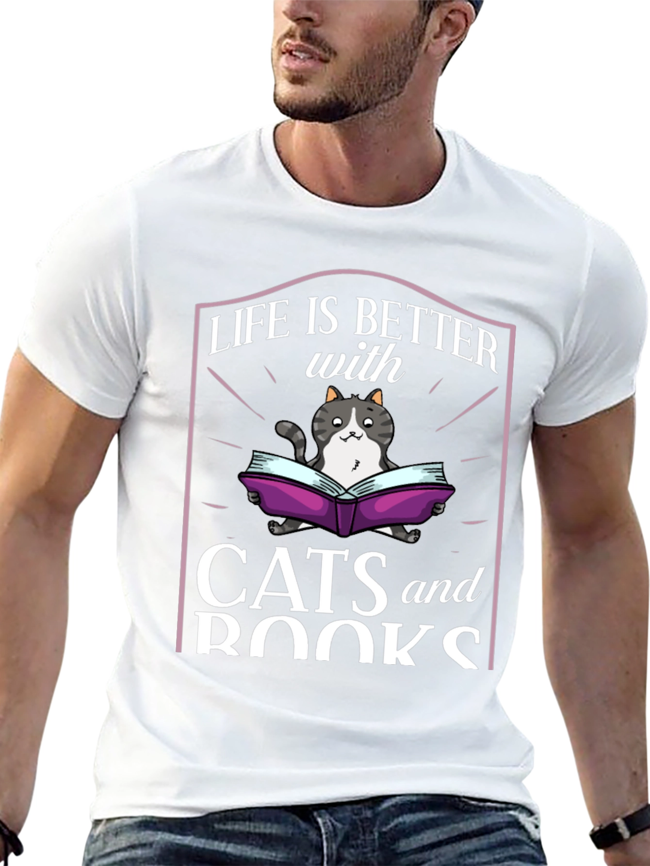 Life is Better with Cats and Books T-Shirt