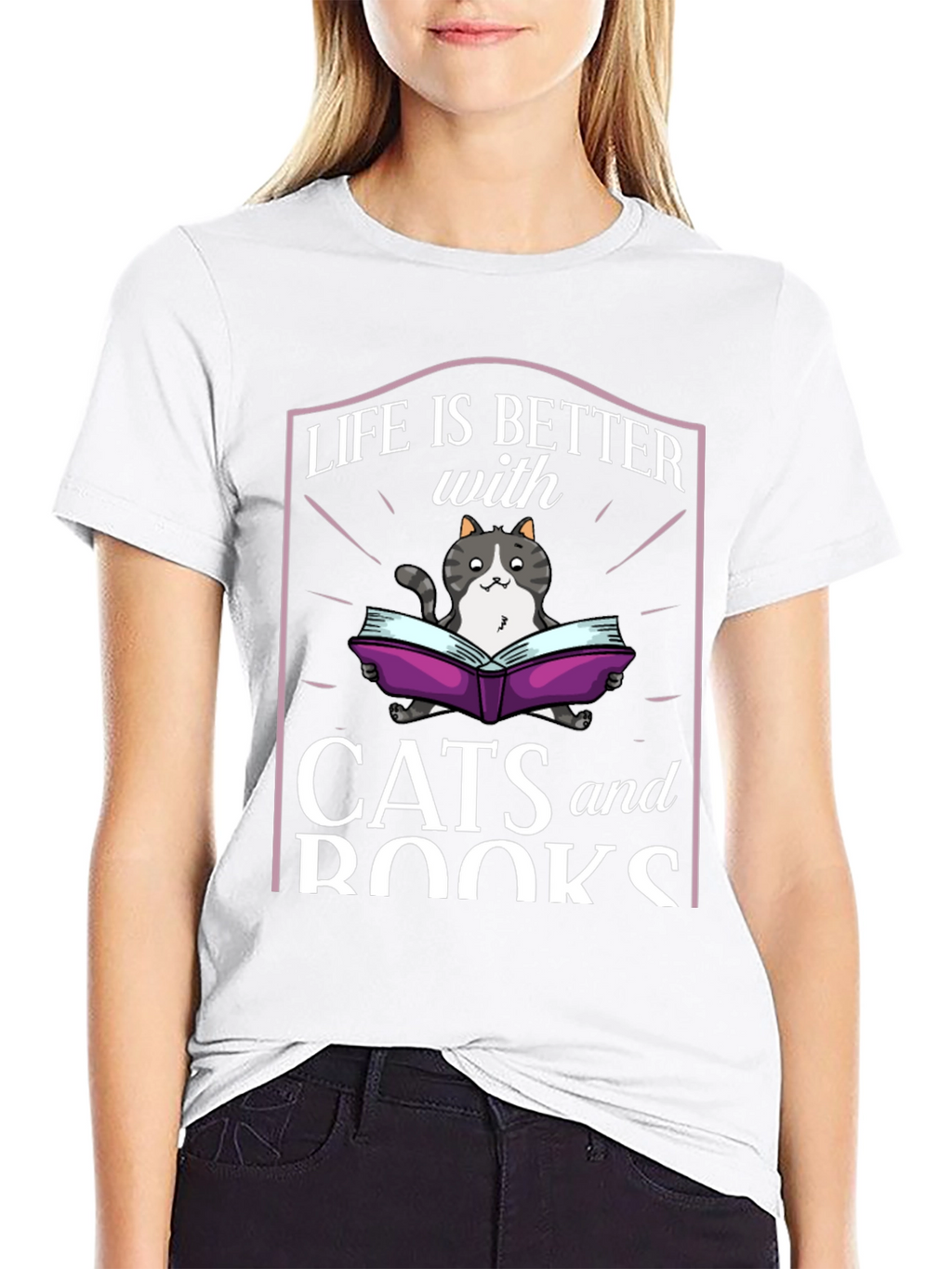 Life is Better with Cats and Books T-Shirt