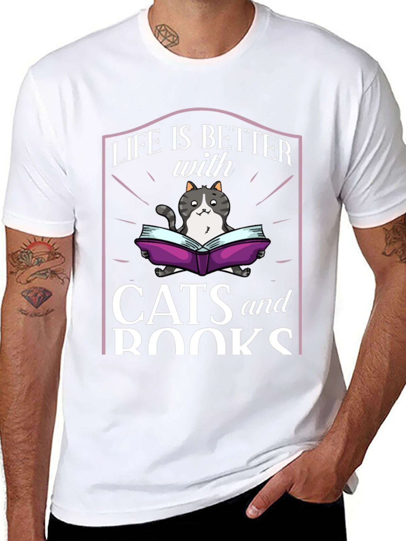 Life is Better with Cats and Books T-Shirt
