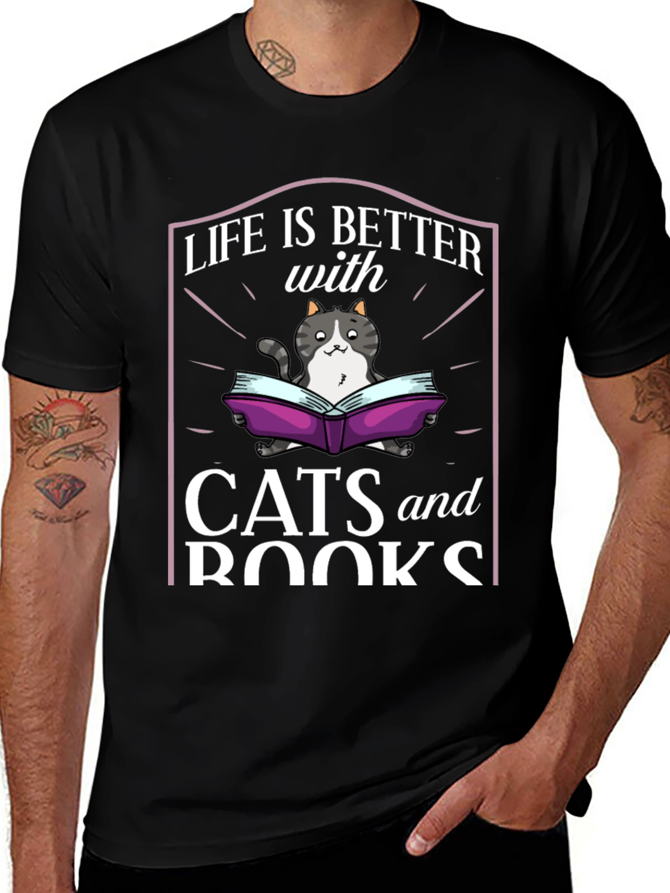 Life is Better with Cats and Books T-Shirt