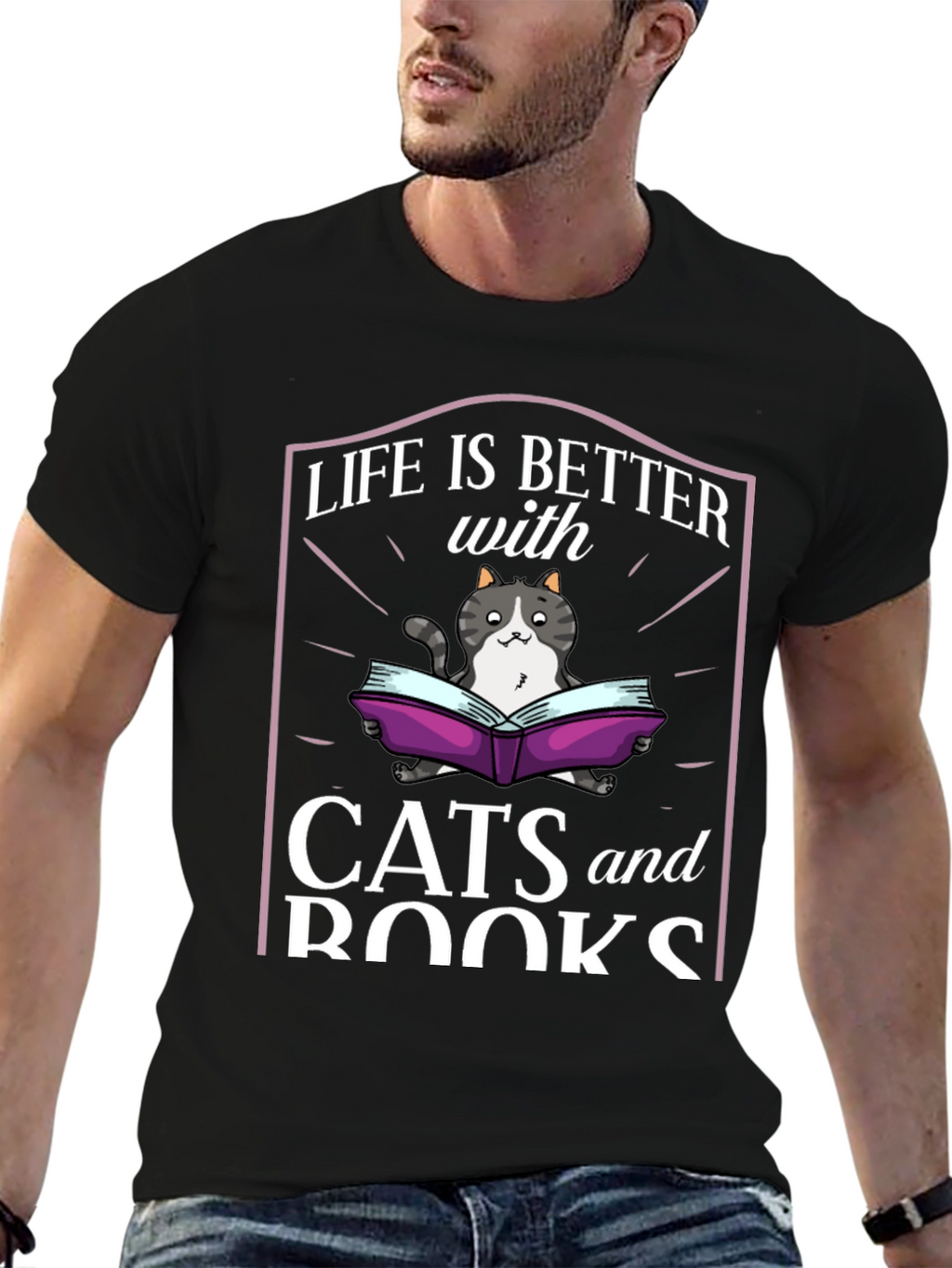 Life is Better with Cats and Books T-Shirt