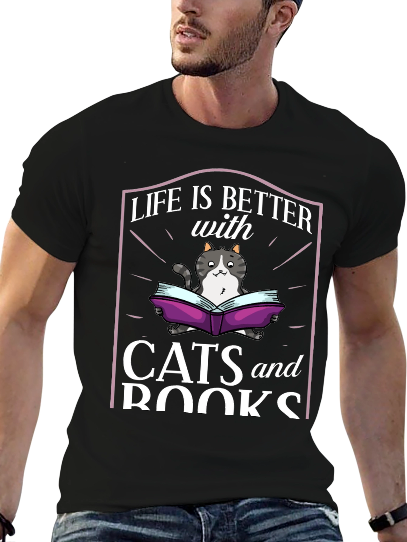 Life is Better with Cats and Books T-Shirt