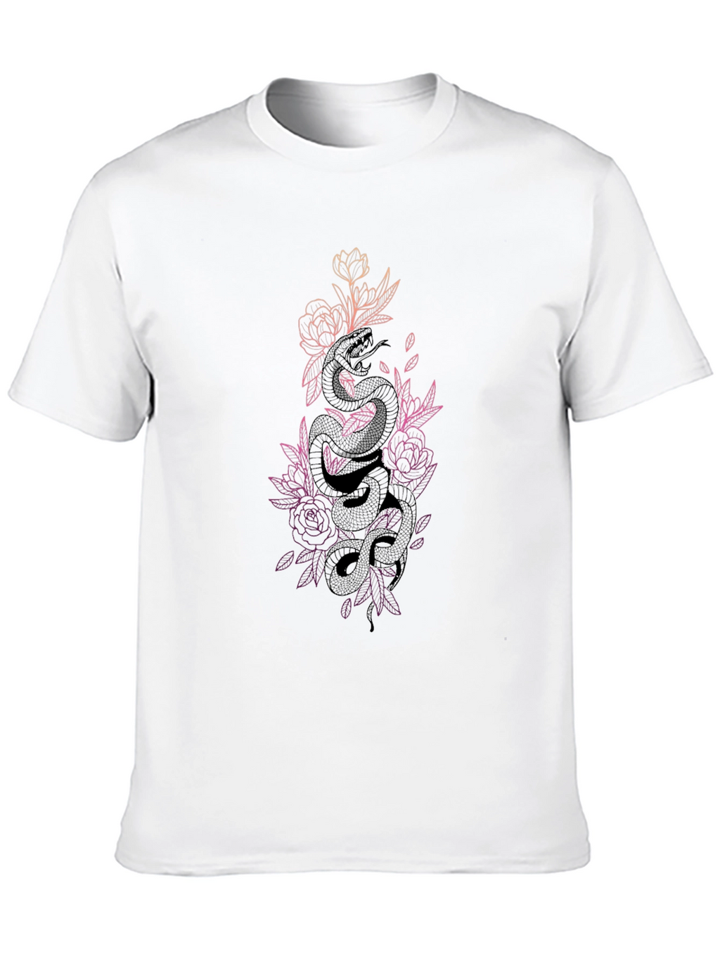 Floral Snake Print T-Shirt - Black