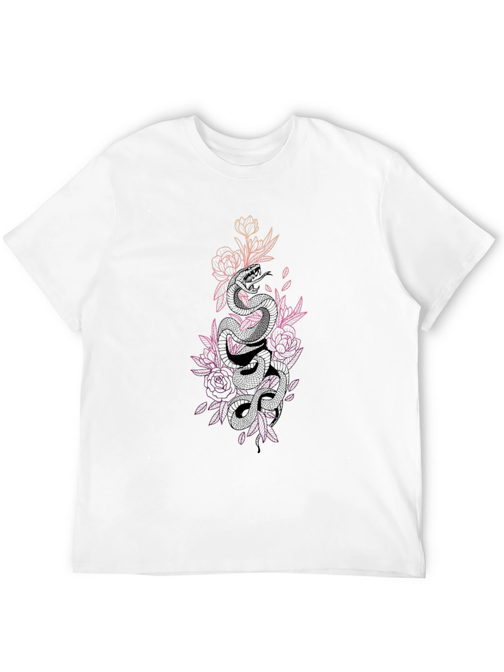 Floral Snake Print T-Shirt - Black