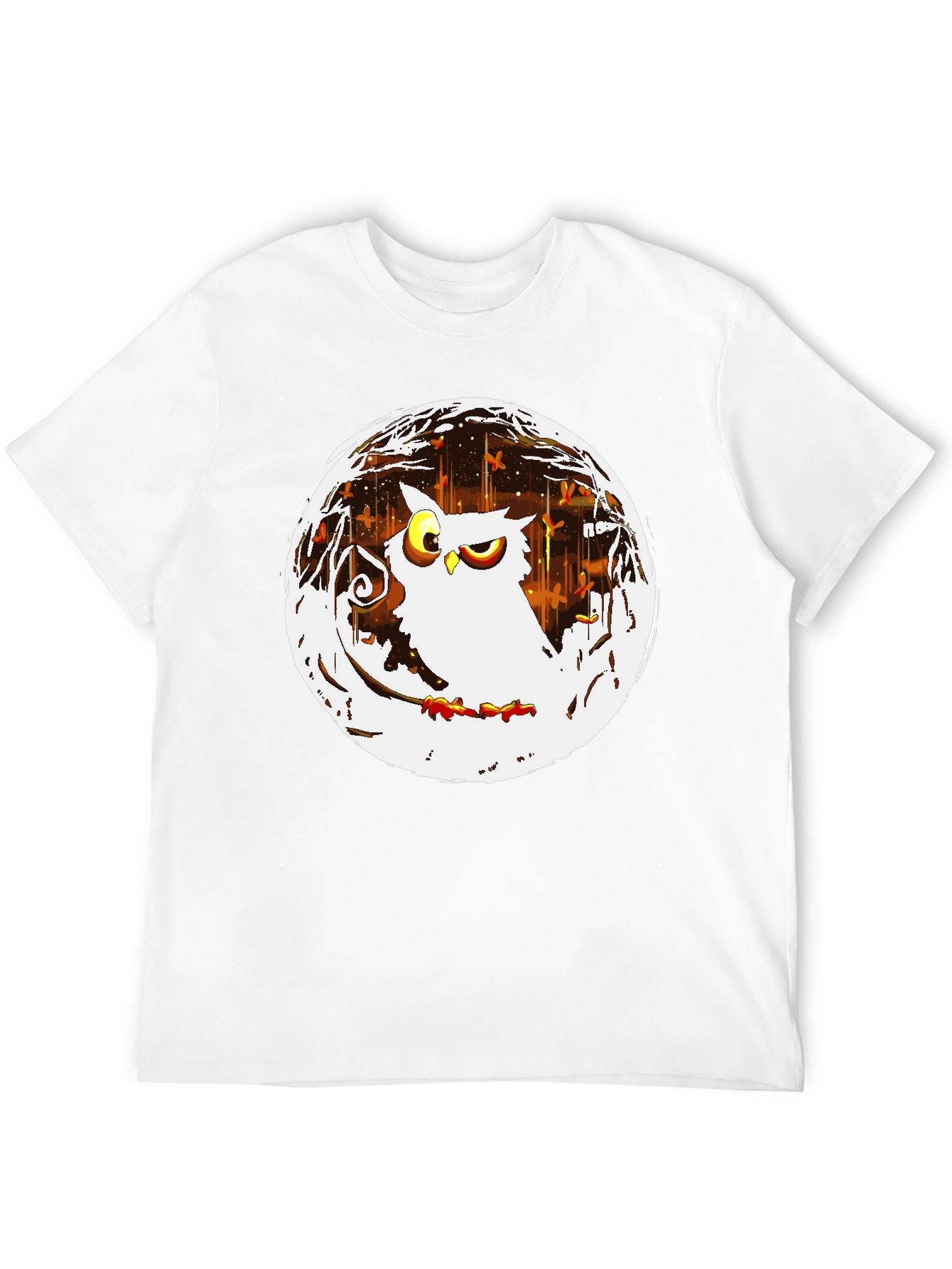 Owl in the Moonlight Graphic T-Shirt - Black