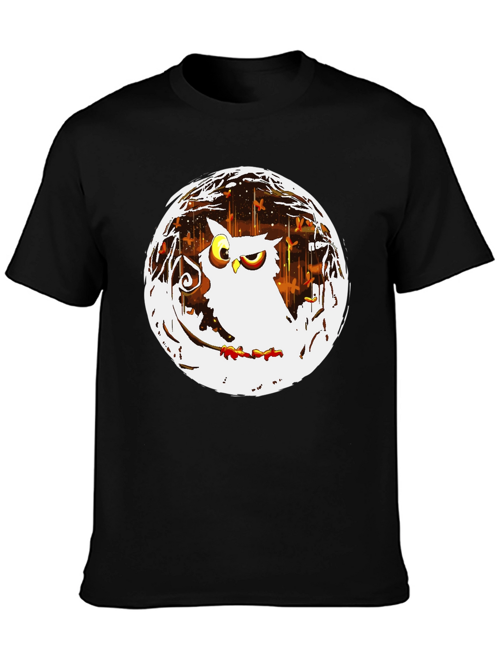 Owl in the Moonlight Graphic T-Shirt - Black
